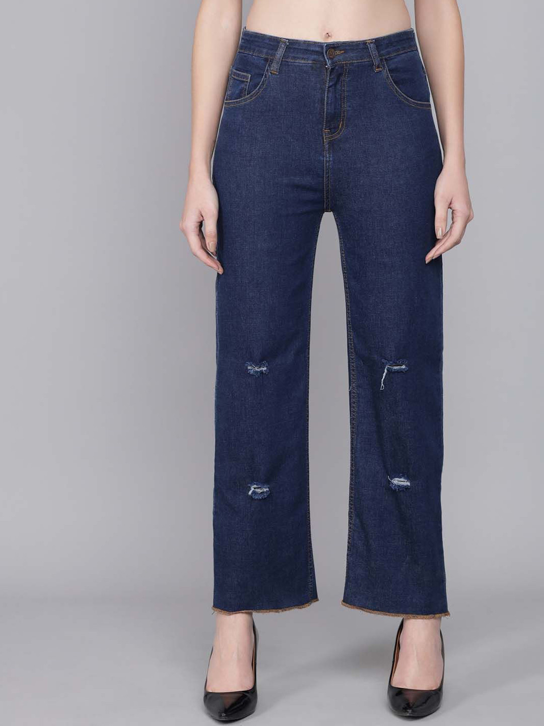 Stylecast X Kotty Women Regular Fit High-Rise Slash Knee Stretchable Cotton Jeans