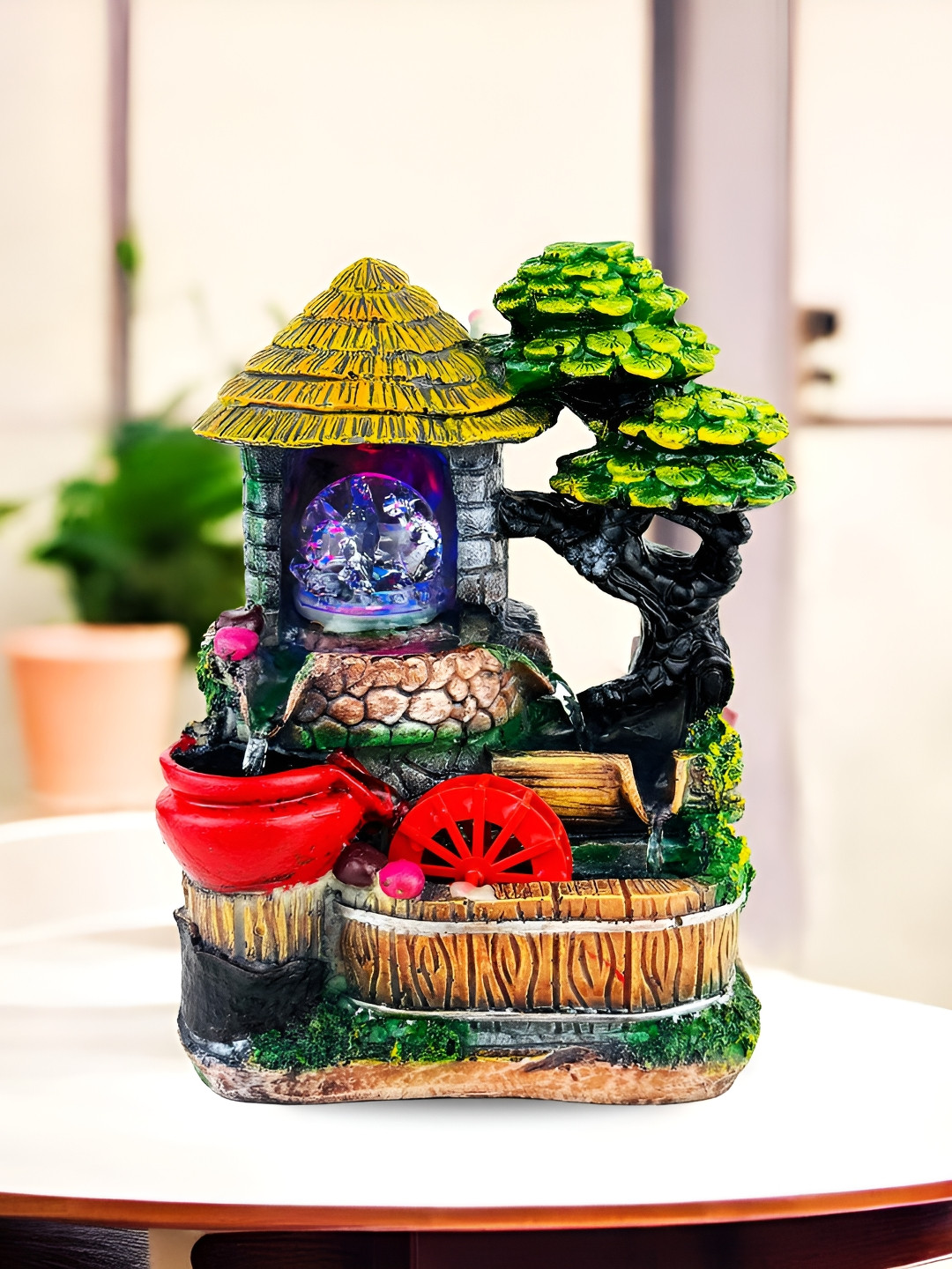 Go Hooked Polyresin Waterfall Fountain with LED Lights & Adjustable Speed Control