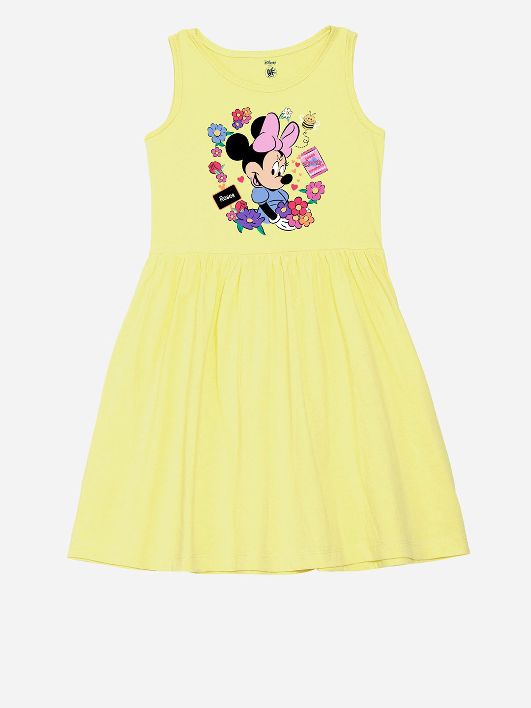 YK Disney Kids Girls Graphic Printed Round Neck Fit & Flare Dress