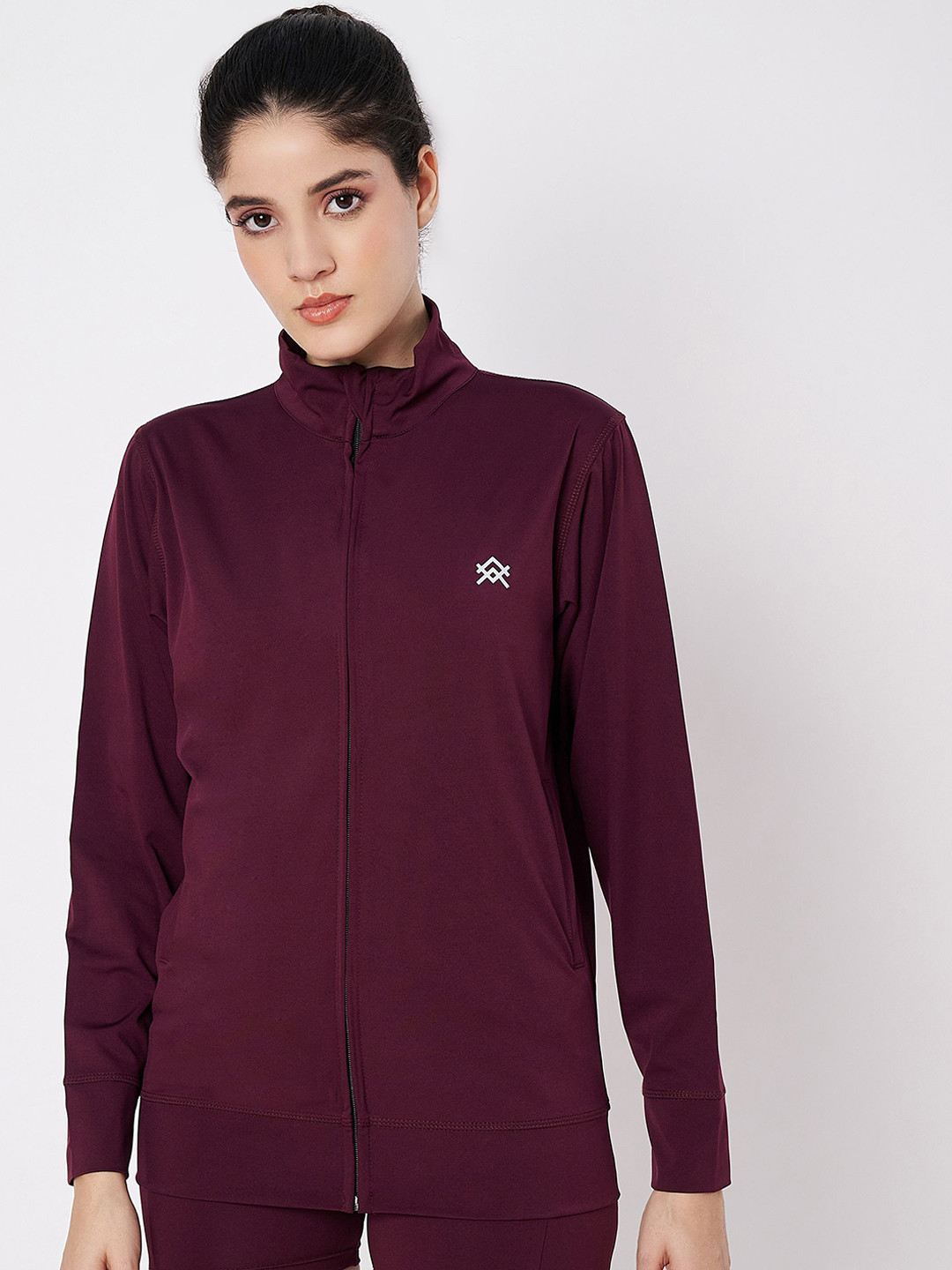 AVA TROIS Women Rapid-Dry Lightweight Solid Mock Collar Sporty Jacket