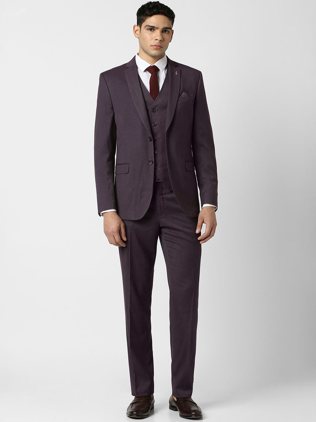 Van Heusen Dot-Printed Slim Fit Wedding Three Piece Suit