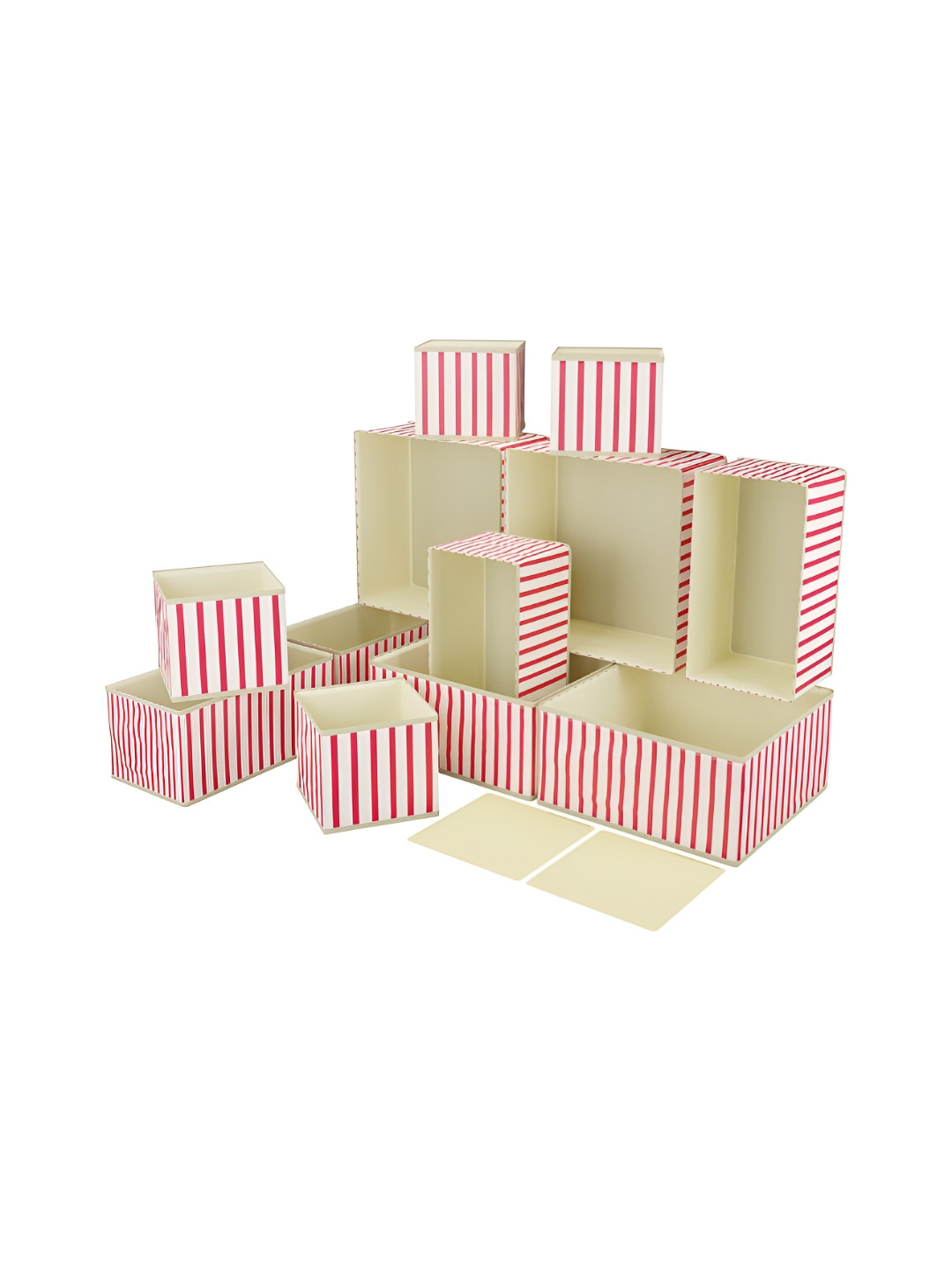 Aura 12 Pcs Cream & Maroon Foldable Drawer Organizer Wardrobe Clothes Storage Box