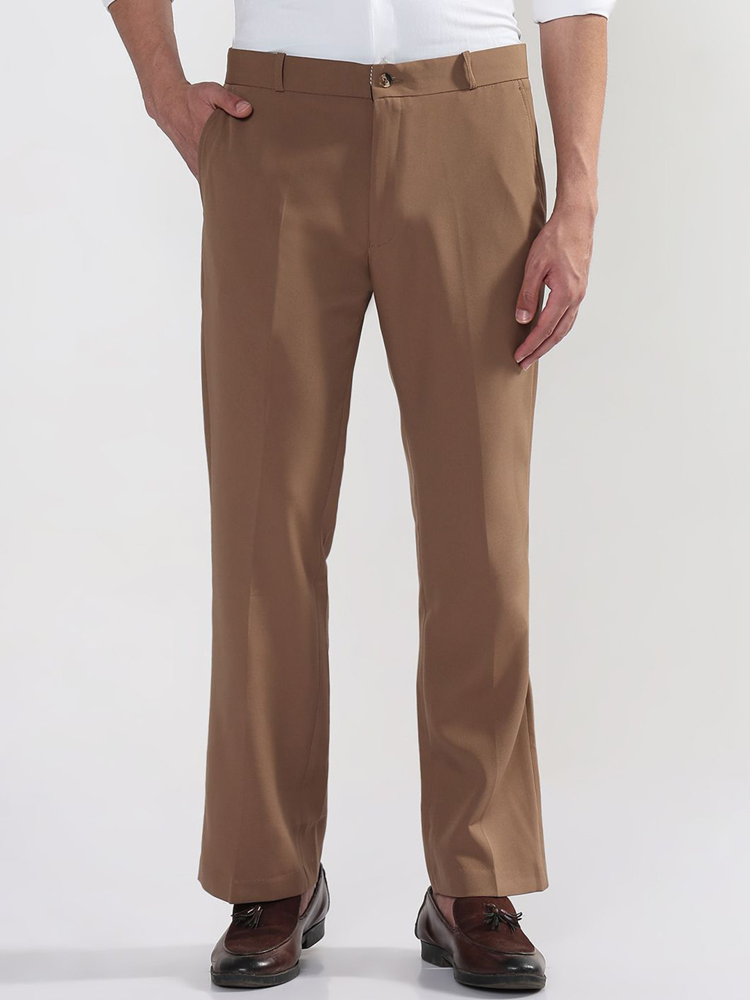 SHOWOFF Men Comfort Low-Rise Flared Bootcut Trousers