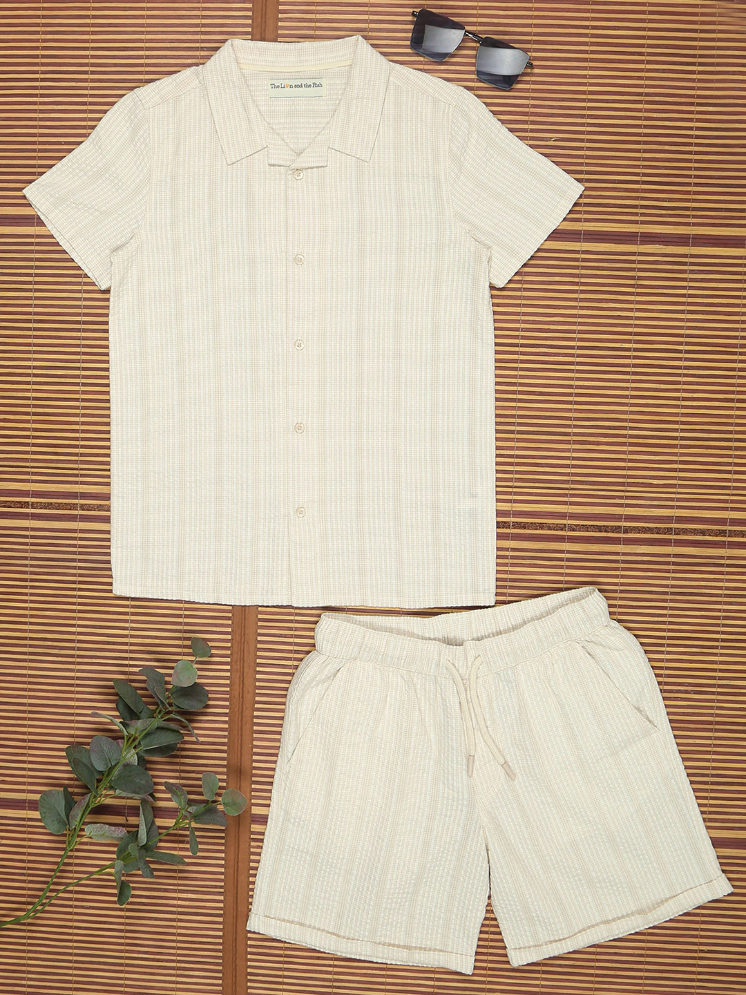 The Lion and The Fish Boys Textured Seersucker Resort Shirt & Short Set