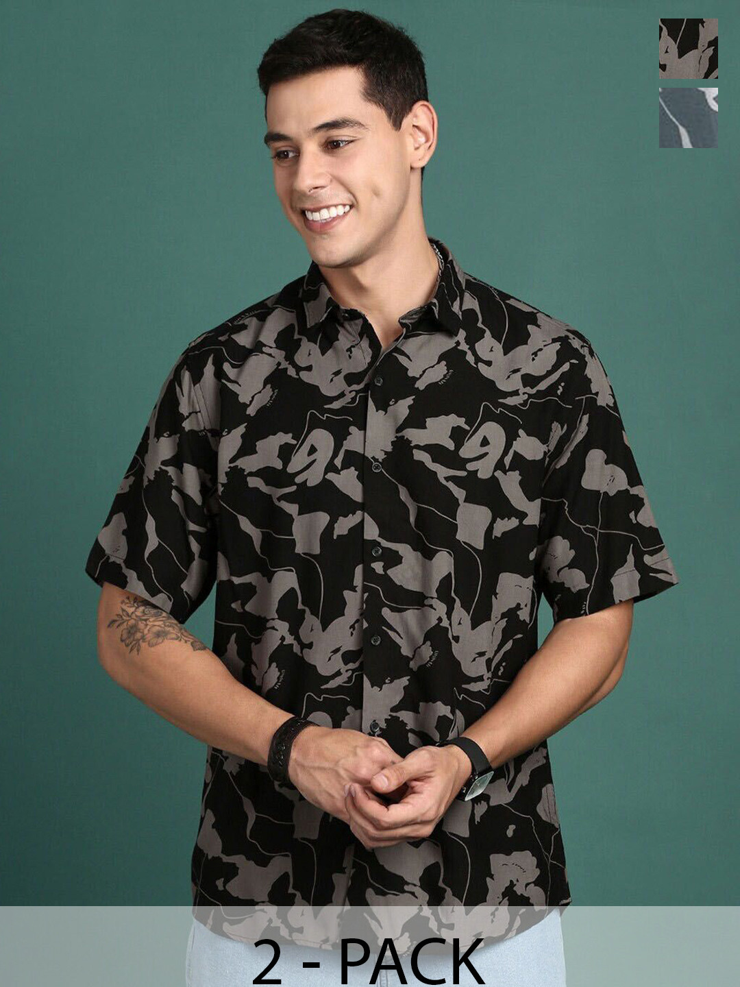 TIGER SNAKE Pack Of 2 Camouflage Printed Comfort Fit Casual Shirt