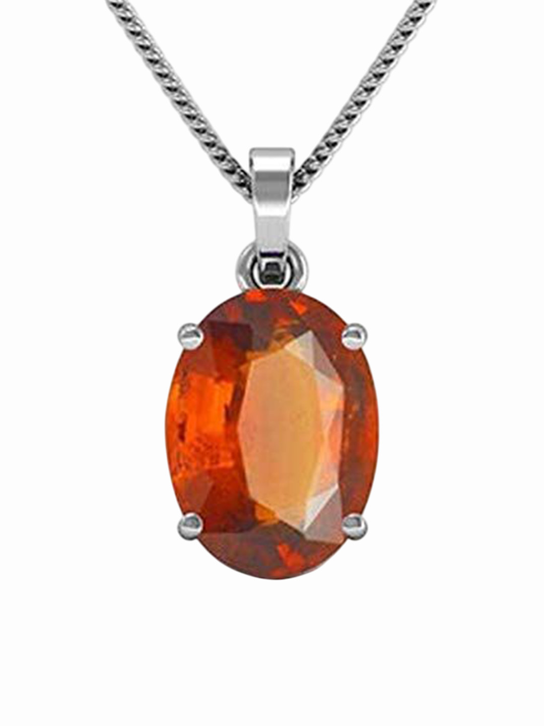 RSPR 5.25 Ratti Certified Natural Hessonite Gemstones-Studded Pendant With Chain