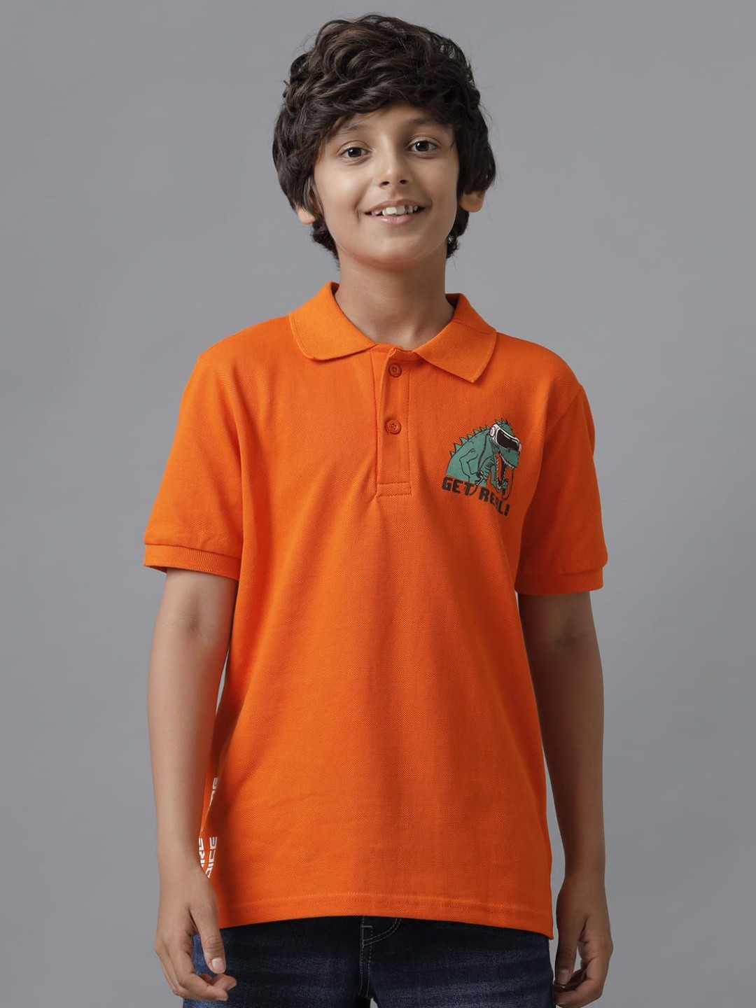 UNDER FOURTEEN ONLY Boys Polo Collar Cotton T-shirt