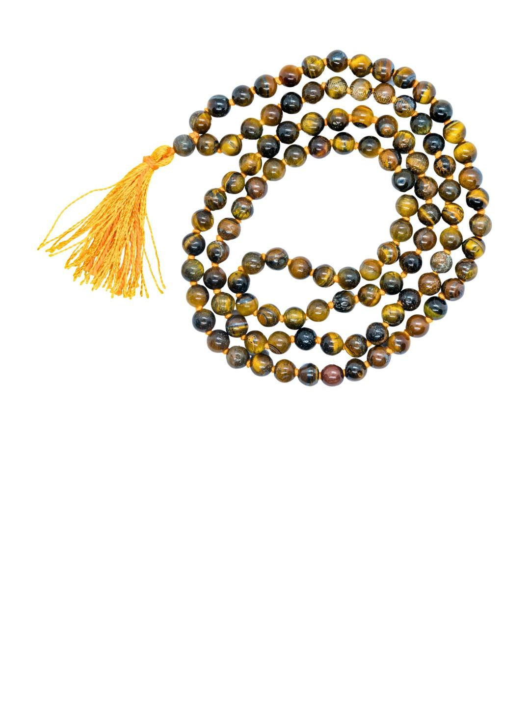 Apnisanskriti Unisex Tiger Eye Stone 108+1 Mala 6mm