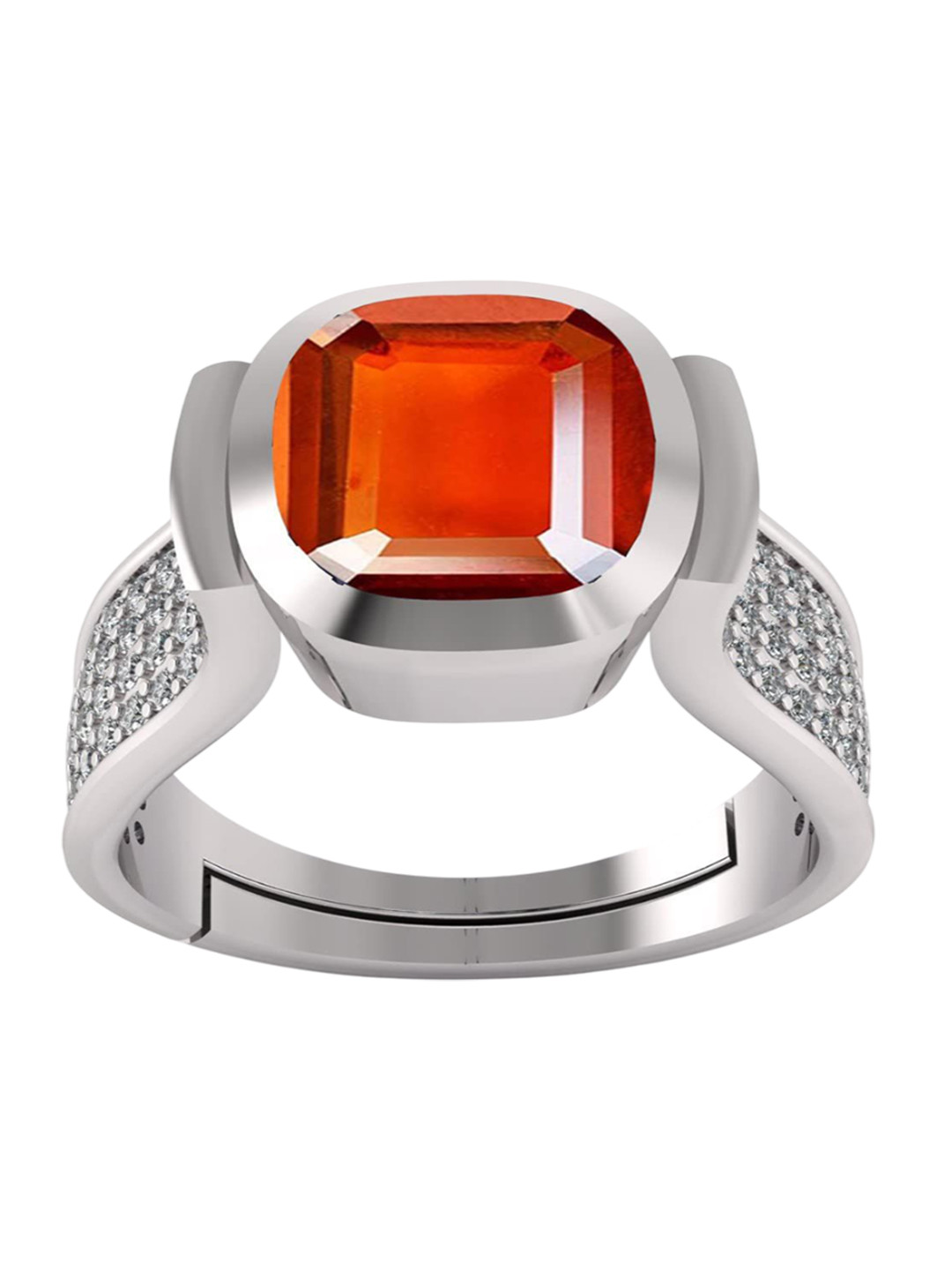 RSPR 14.25 Ratti Gomed/Hessonite-Studded Adjustable Finger Ring