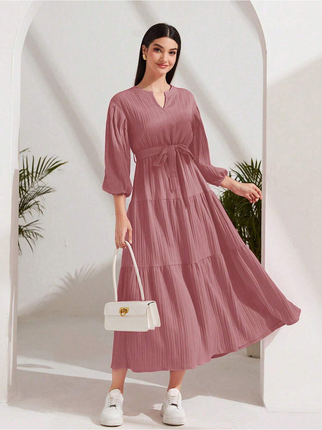 Chemistry Women Belted Tiered Western Midi Dress