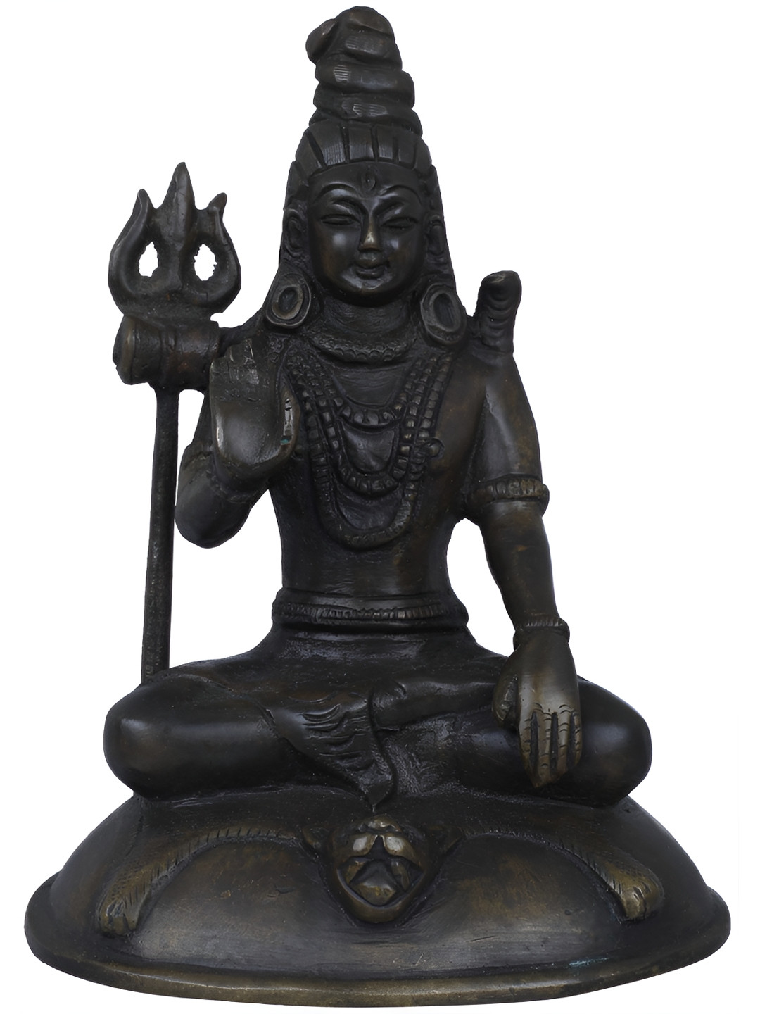 Exotic India Cocoa Brown & Black Lord Shiva Religious Idol Showpiece