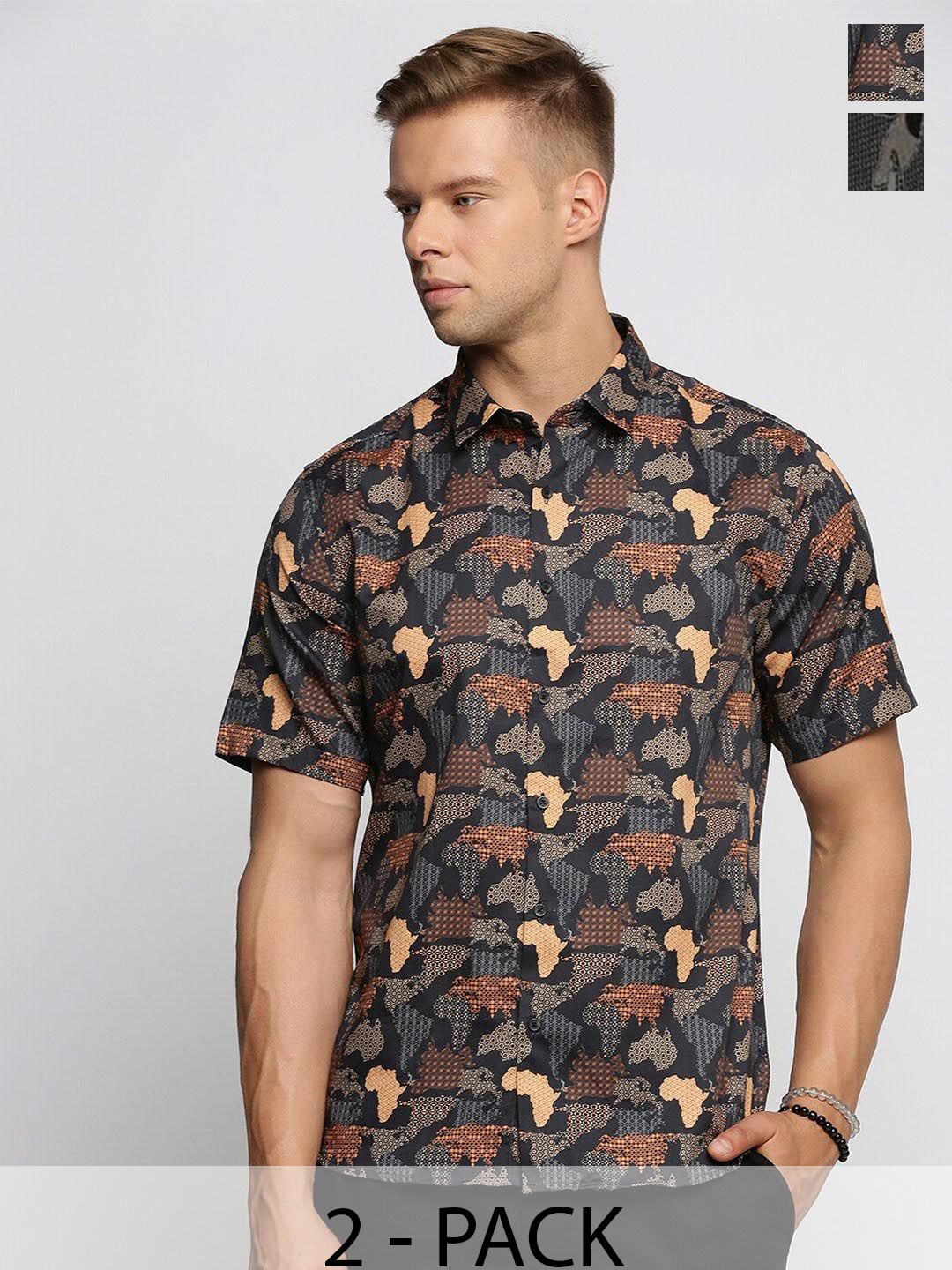 TIGER SNAKE Pack Of 2 Camouflage Printed Comfort Fit Casual Shirts