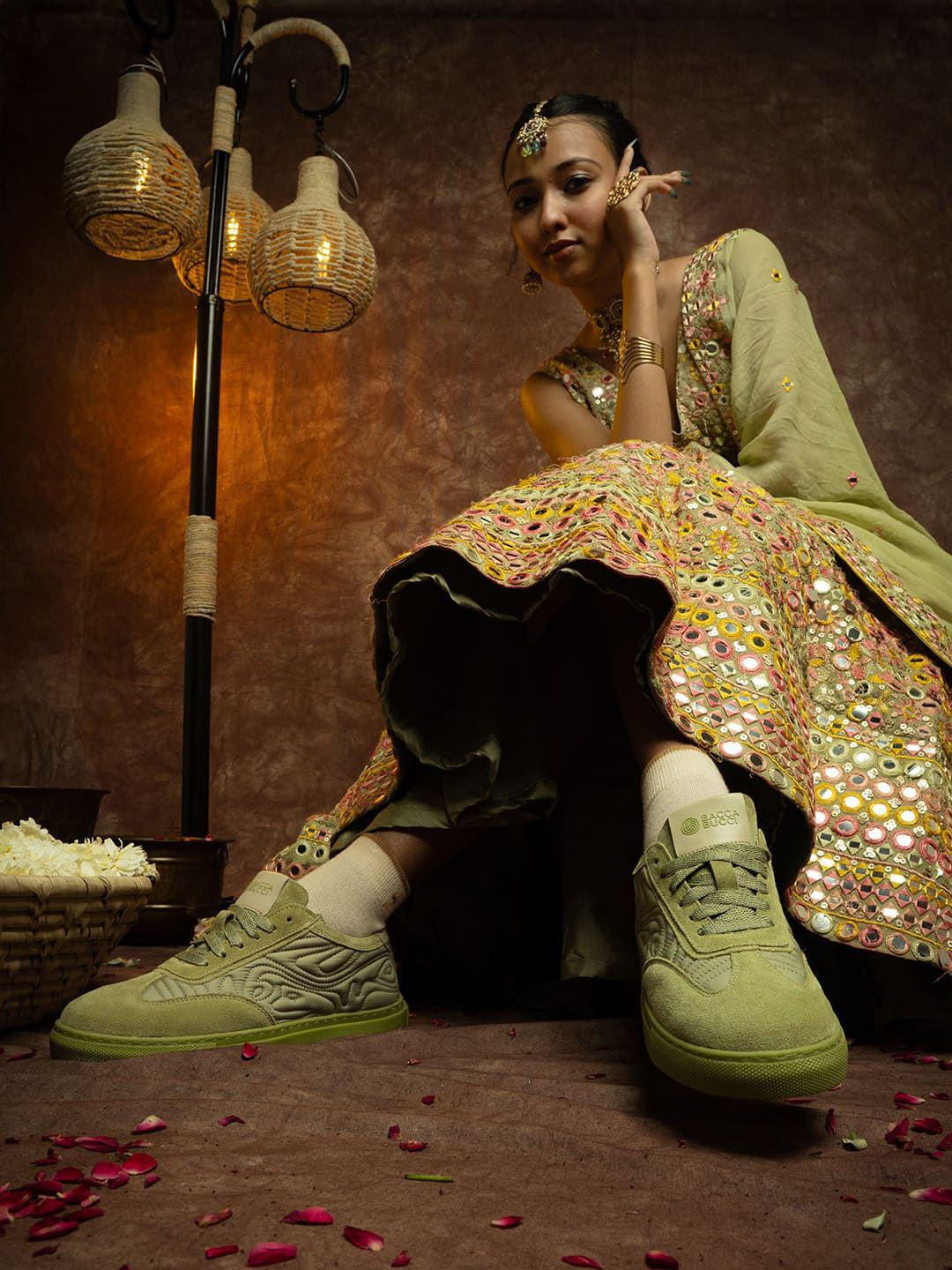 bacca bucci Rangreza Women Neem Round Toe Sneakers for Indian Festive & Ethnic Wear