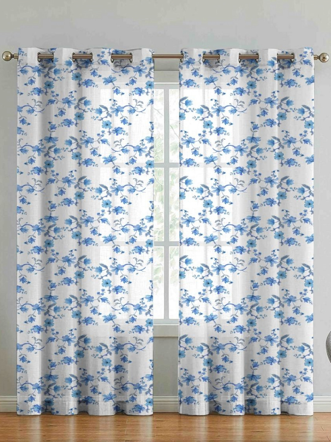 Myntra Elegant Homes Unisex Set of 2 Floral Long Door Curtain