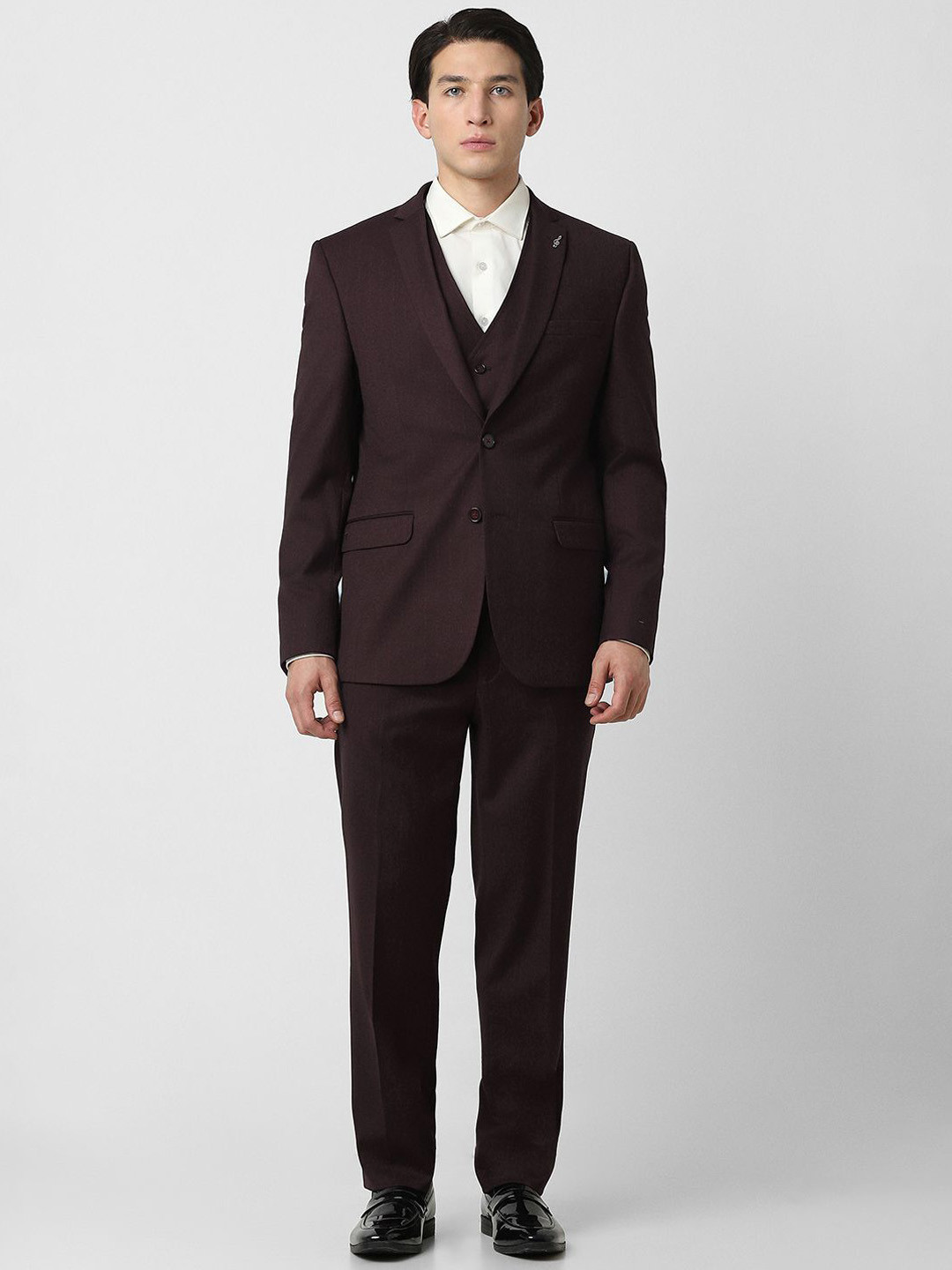 Van Heusen Textured Slim Fit Wedding Three Piece Suit