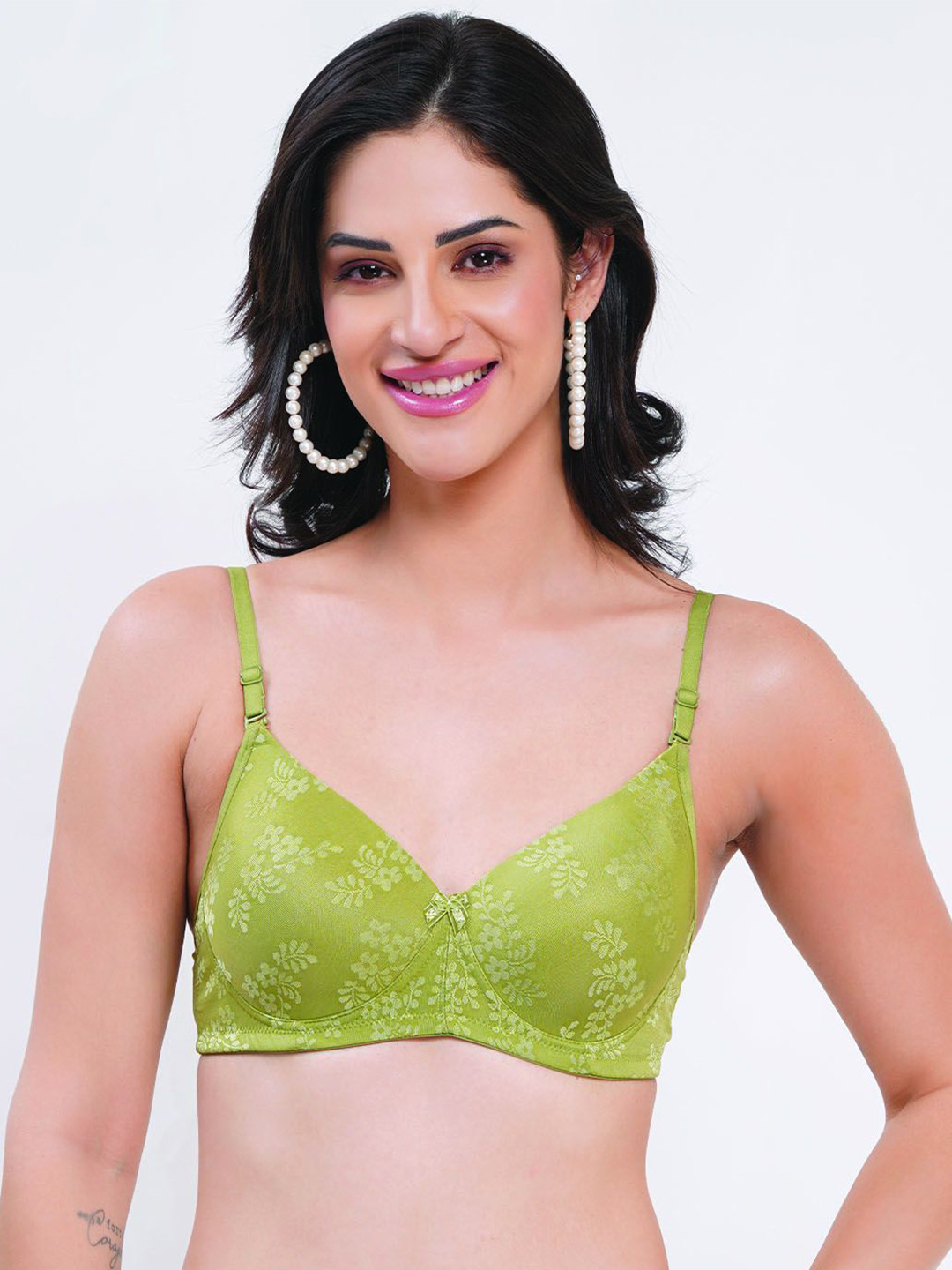 Reveira Floral Medium Coverage Lightly Padded Seamless Side Shaper Plunge Bra