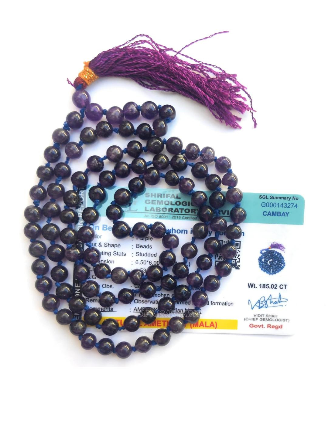 Apnisanskriti Unisex Amethyst Stone Mala