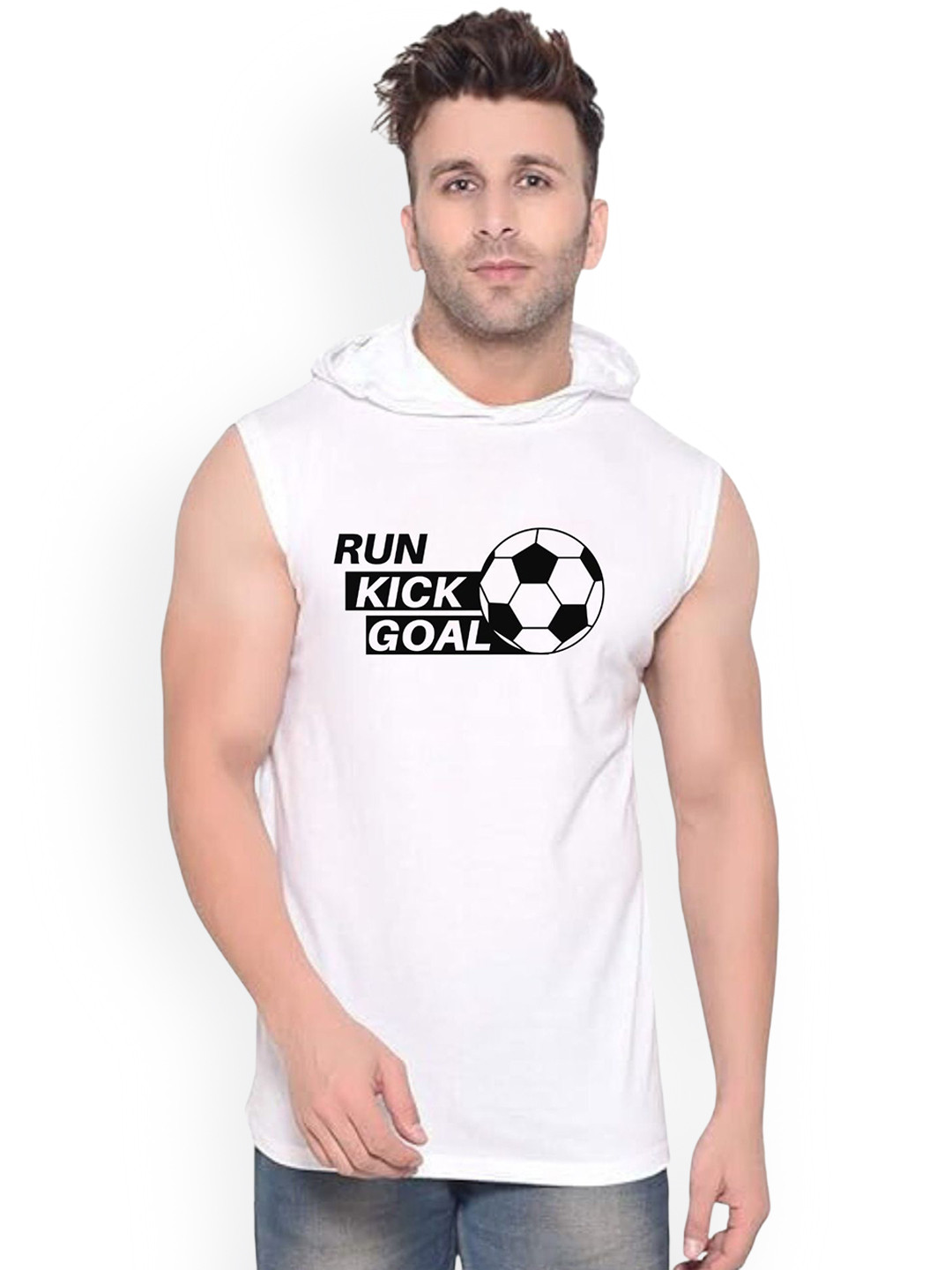 FABSTIEVE Run Kick Printed Gym Vest vk t-050_Print-242_gym_vest White M