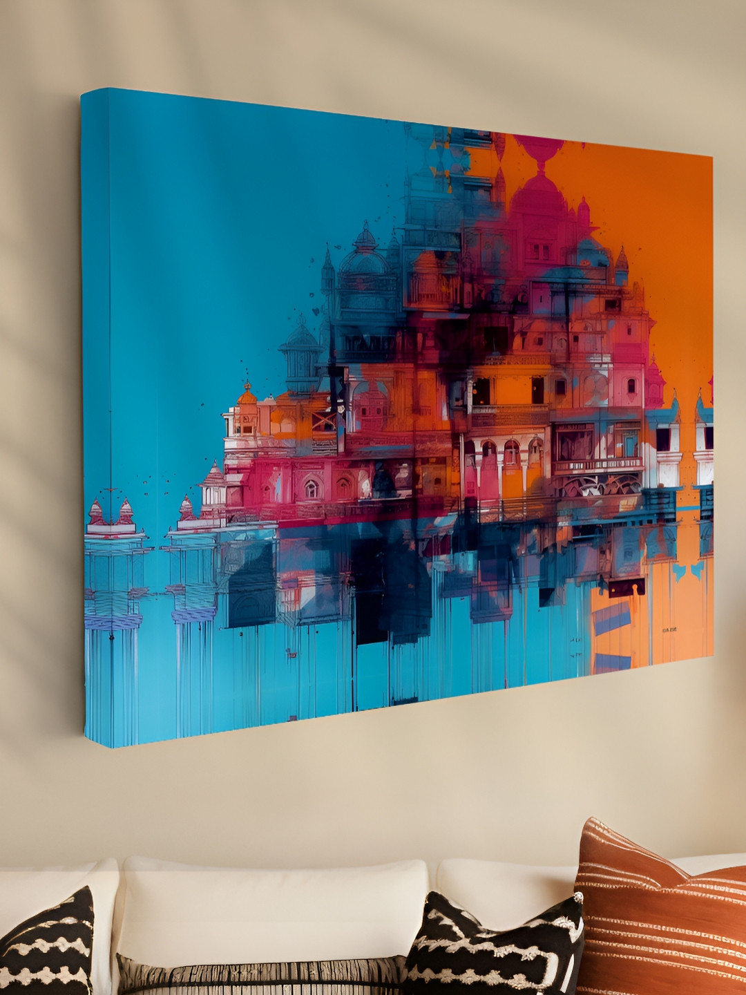 Myntra Elegant Abstract Palace Printed Rectangle Paintings Wall Art-24 x 18.1In