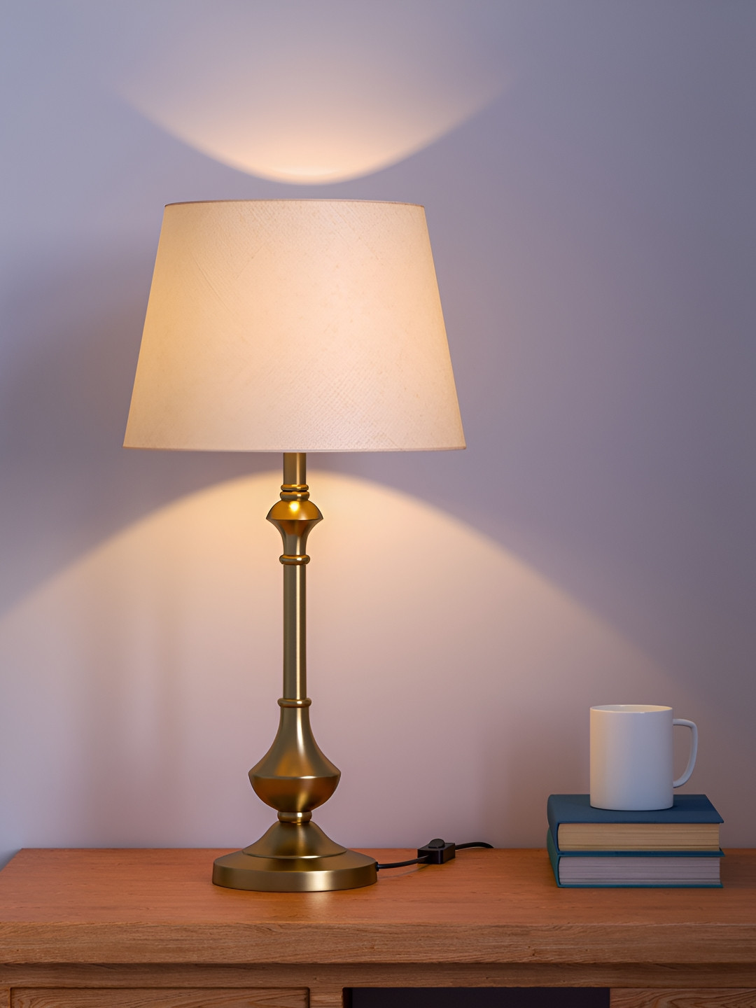 Divine Trends Gold-Toned Aluminium Contemporary Frusturical Shaped Table Lamp with Bulb