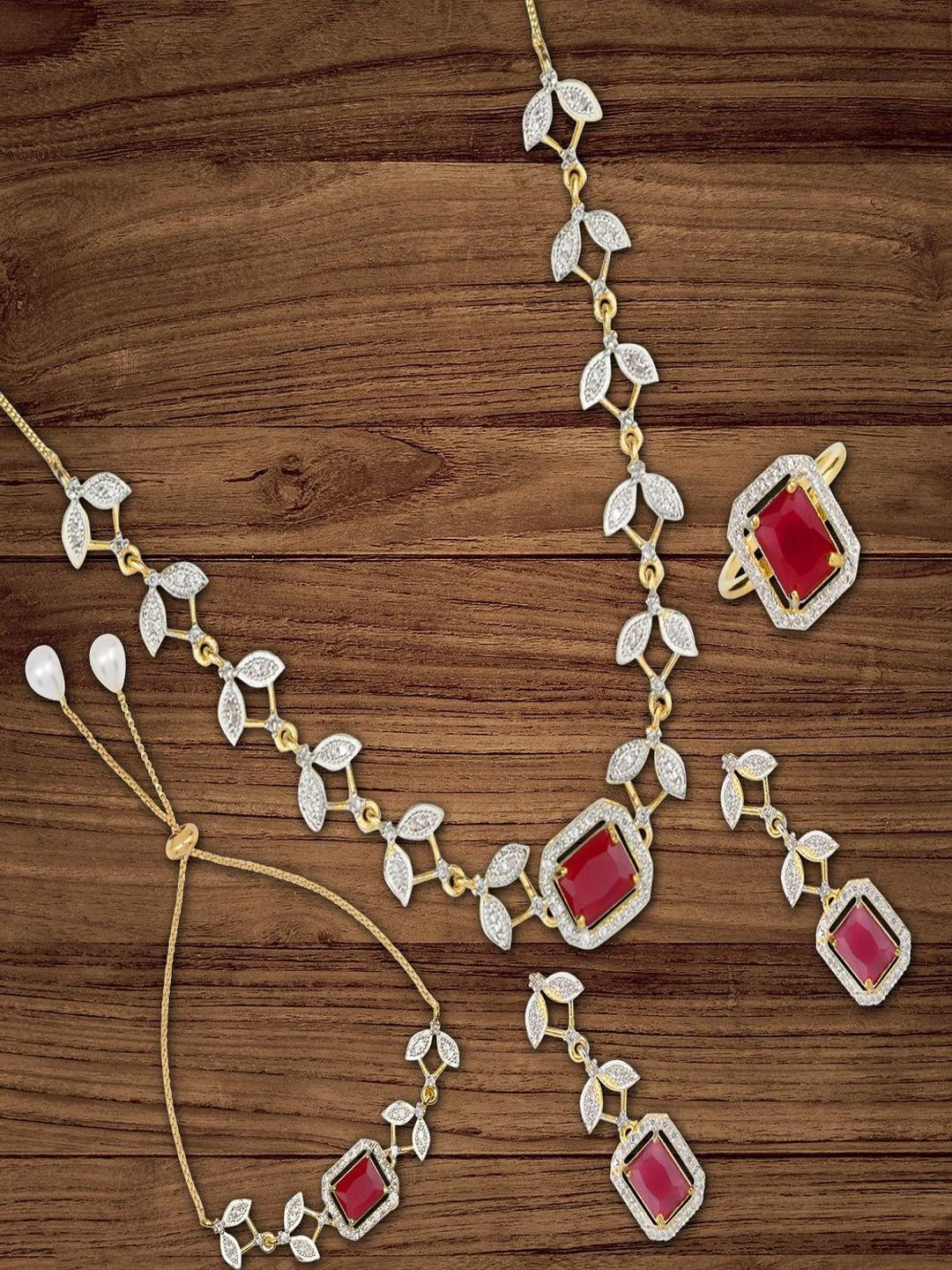 M Creation Gold-Plated Alloy Necklace and Earrings