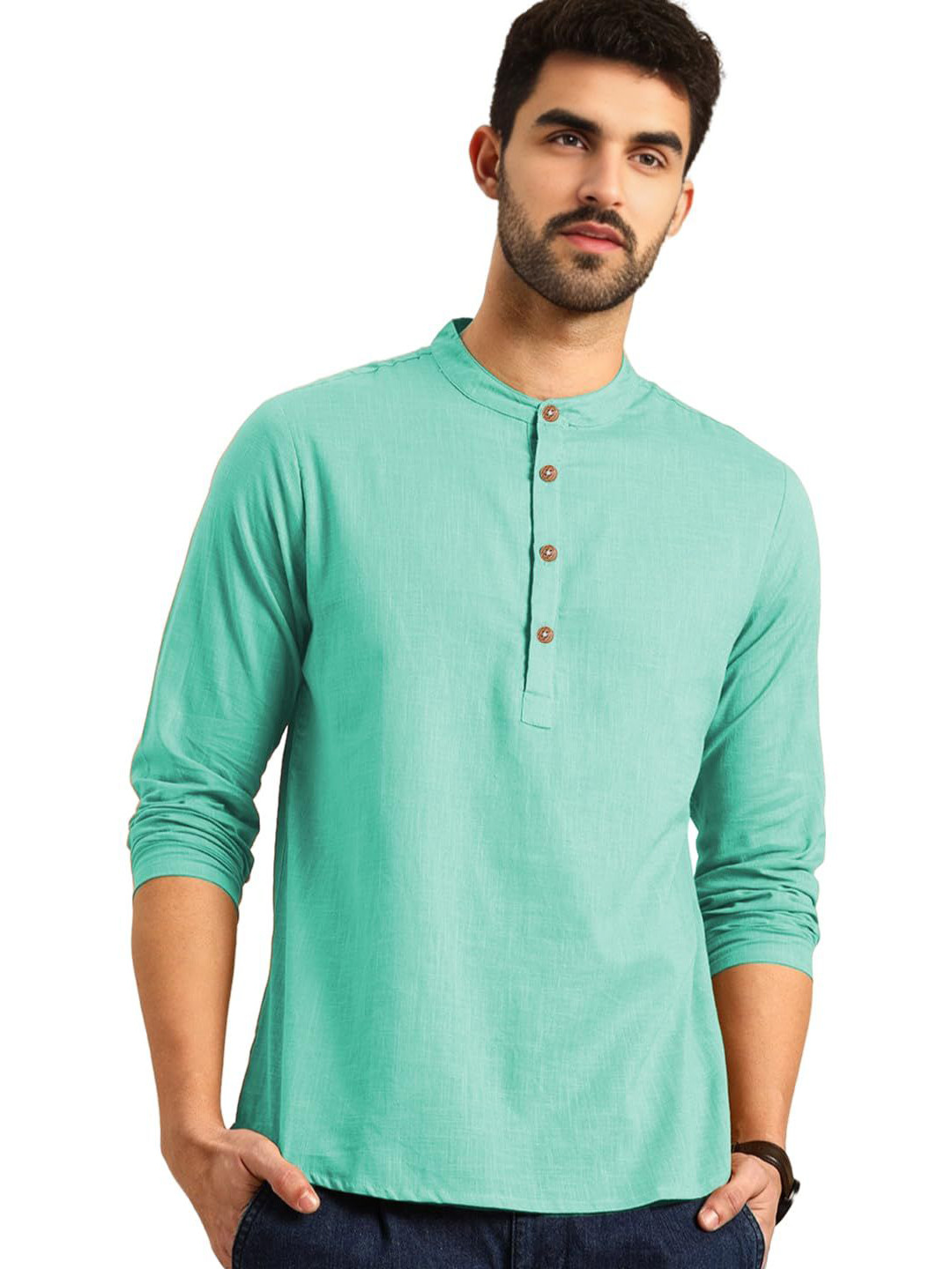 APEKTRA Men Mandarin collar Short Kurta