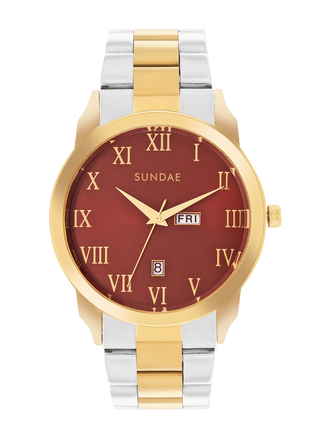 SUNDAE Men Brass Dial & Stainless Steel Style Straps Analogue Watch 788903 M-26 IGP T.T.8
