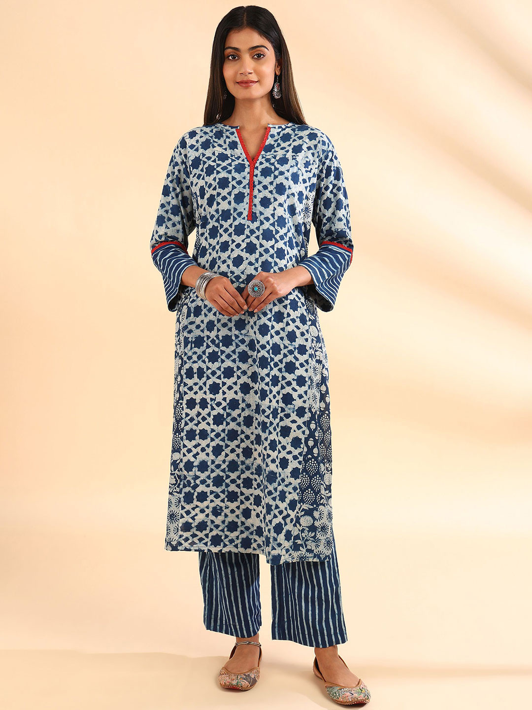 Tahiliya Daboo Geometric Printed Pure Cotton Straight Kurta