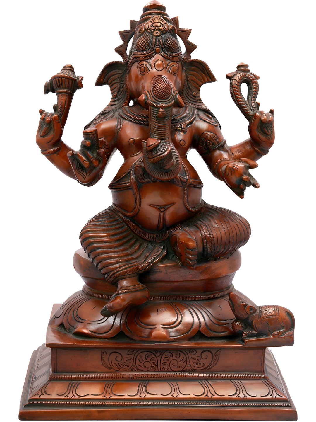 Exotic India Brown Religious Ekadanta Ganesha Brass Idol Showpiece