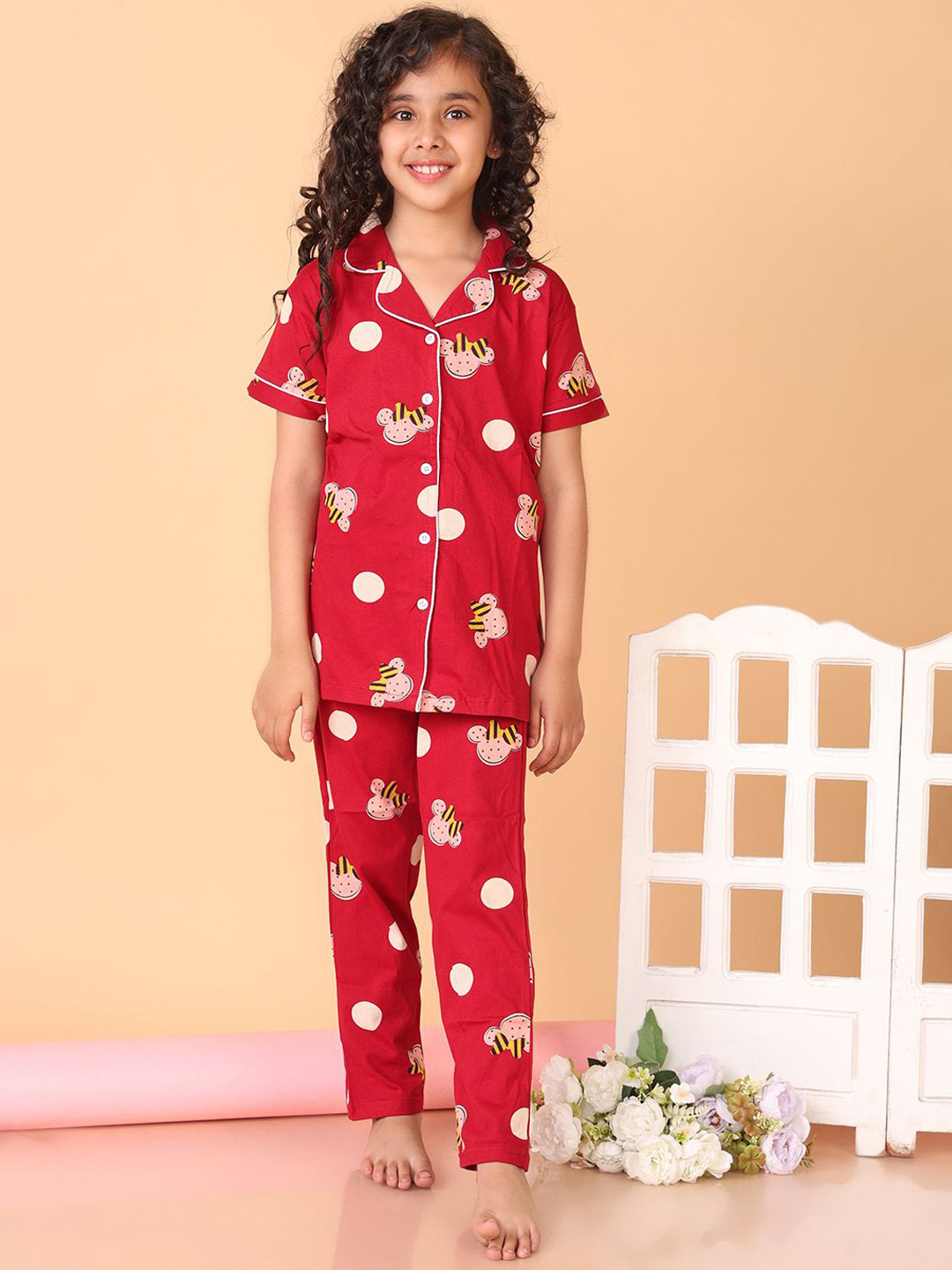 Bloem Girls Printed Night suit Top With Pyjama