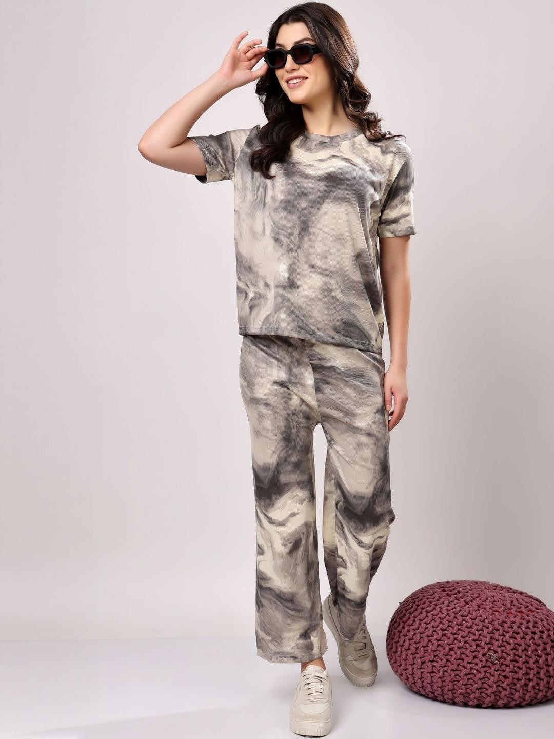 FITIN OUTFIT Women Grey Polyester Night suits