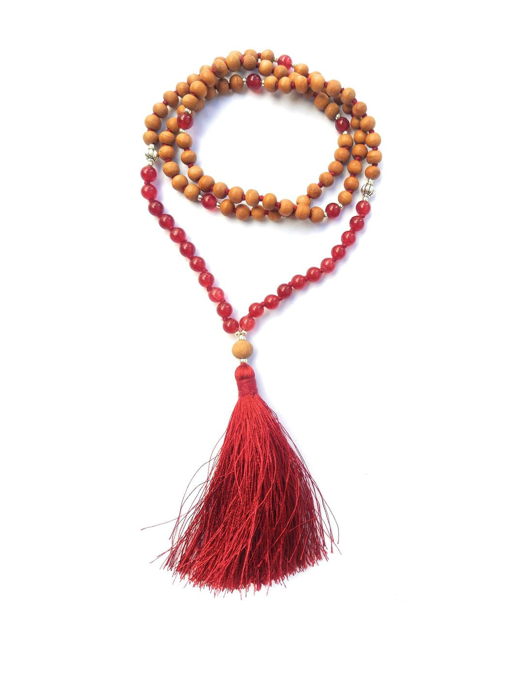 Apnisanskriti Unisex Chandan Sandalwood Red Agate Stone Designer Mala