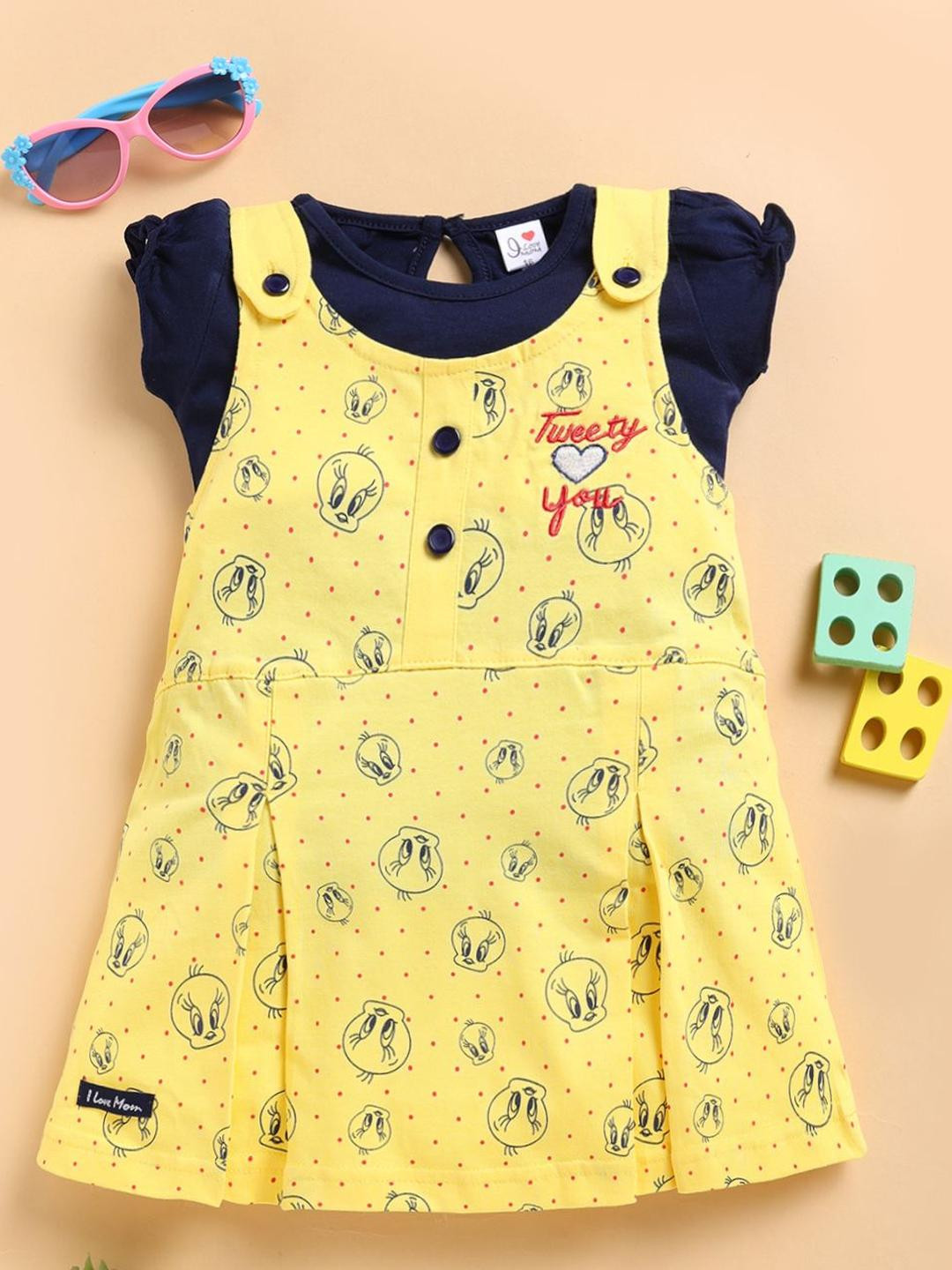 I LOVE MOM Girls Printed A-Line Dress