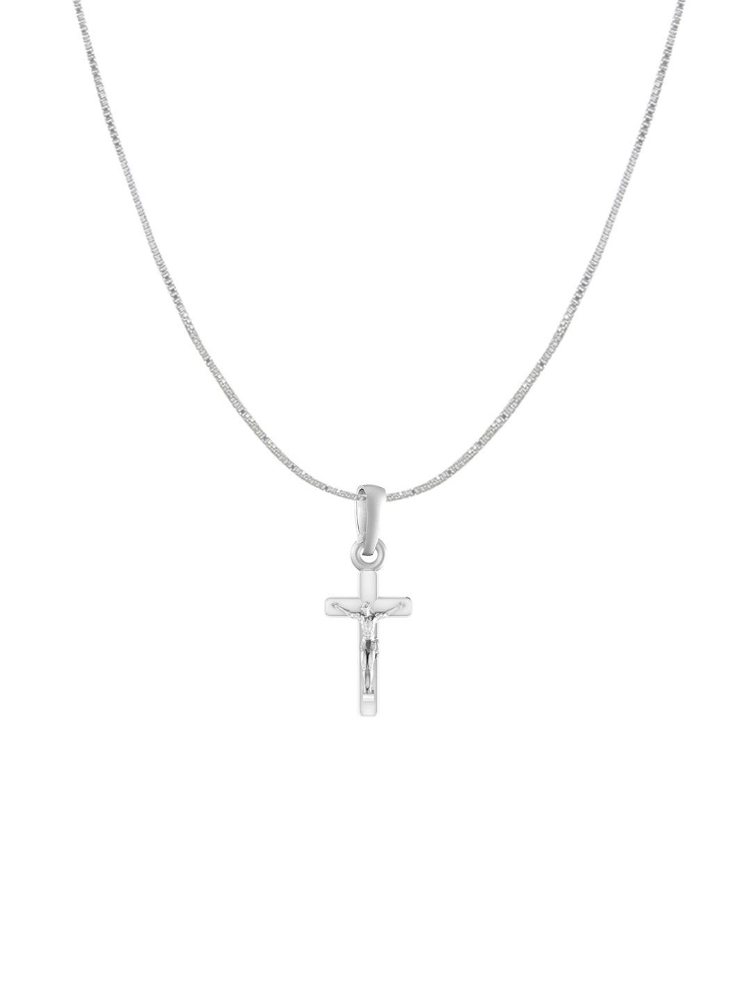 AKSHAT SAPPHIRE 925 Sterling Silver Cross Pendant with Box Chain