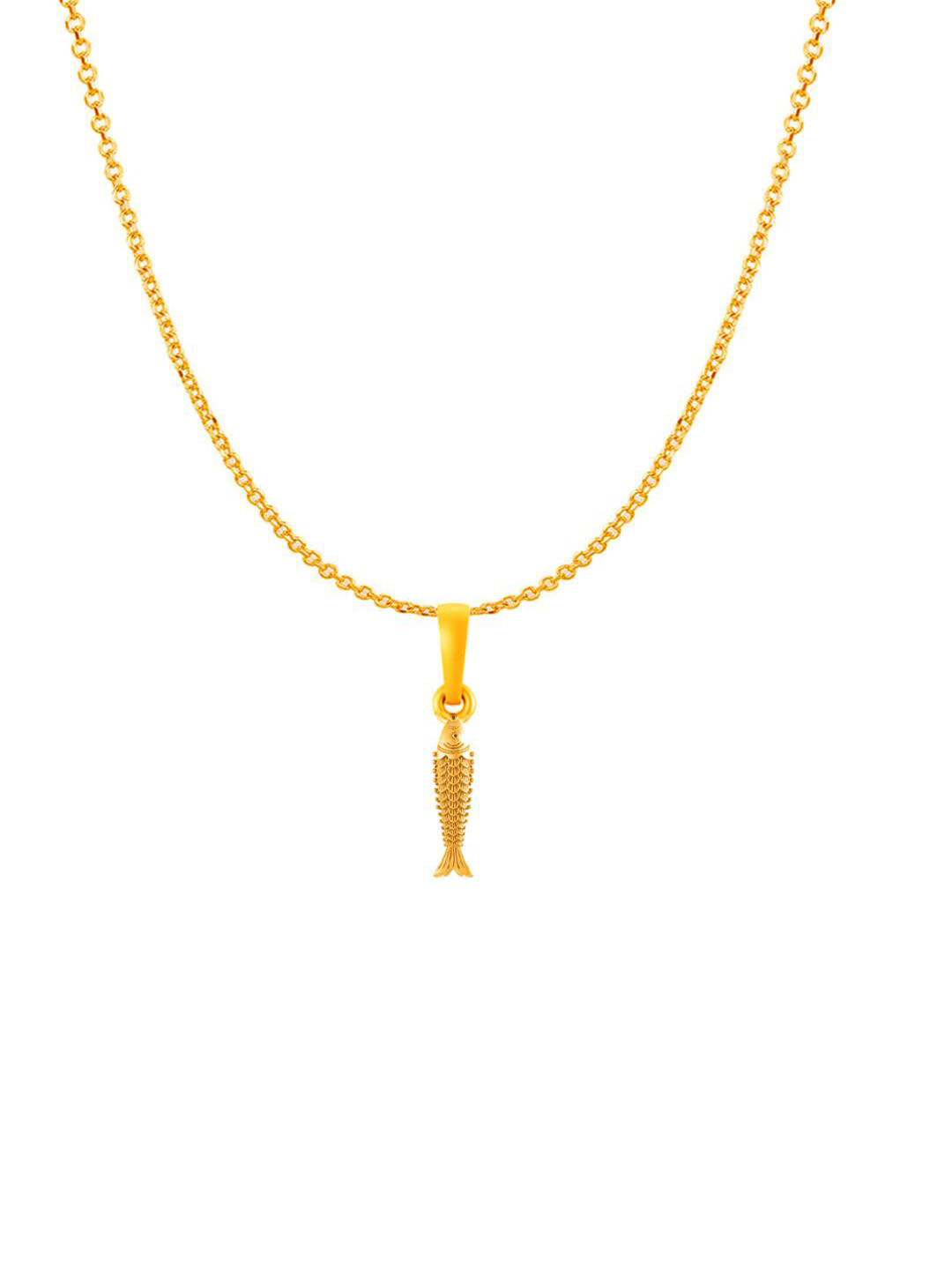AKSHAT SAPPHIRE 925 Silver 22K Gold-Plated Fish Pendant With Anchor Chain