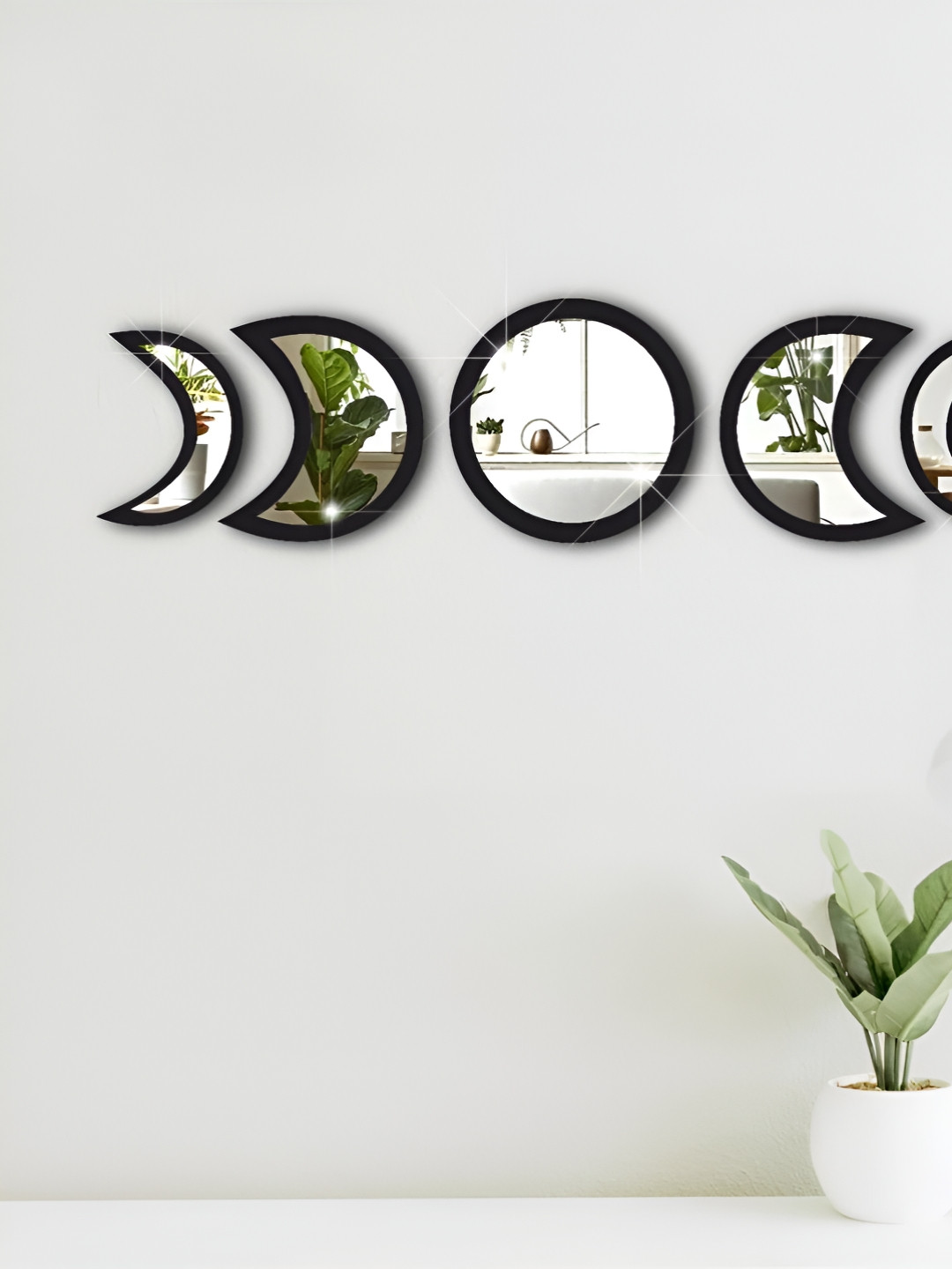 VAH Kya Bat Hai !! Grey & Black Phases Of Moon Wall Stickers