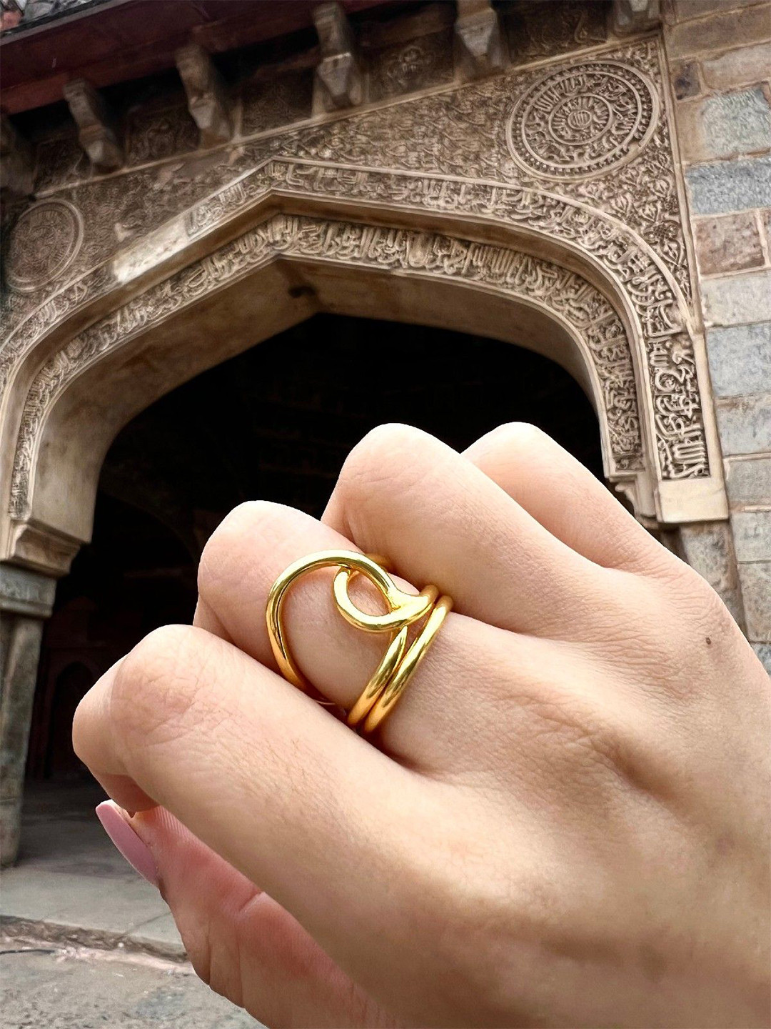 ISHKAARA Gold-Plated Layered Ring
