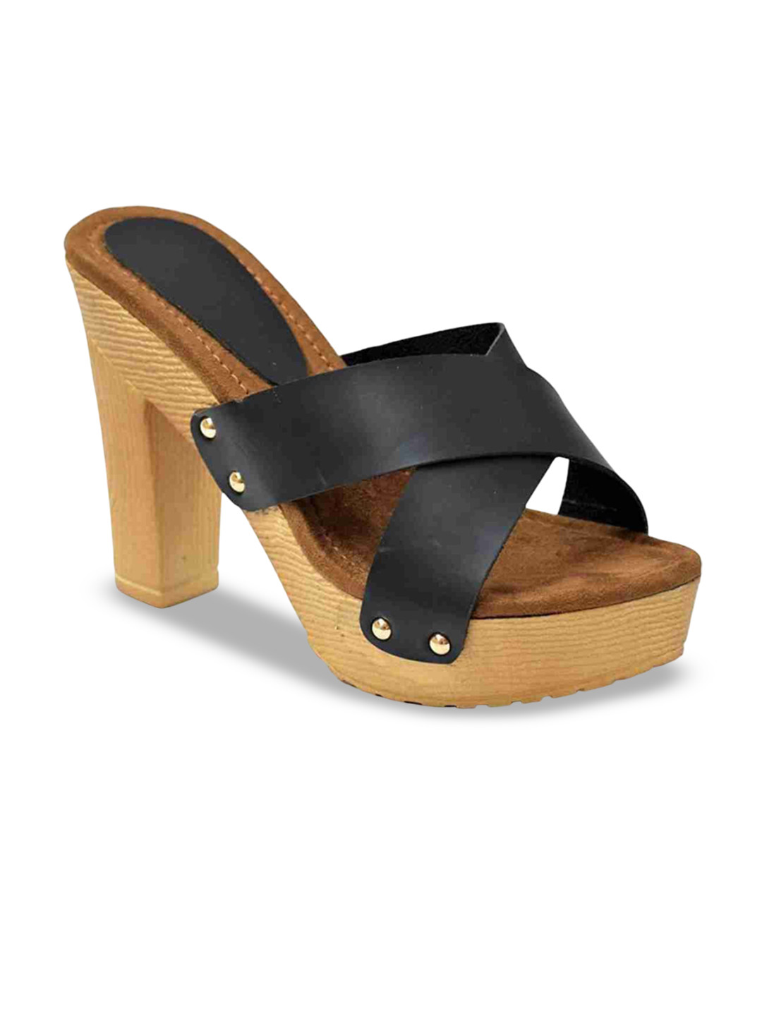 SHOE LAB Women Solid Synthetic Leather Casual Block Mules