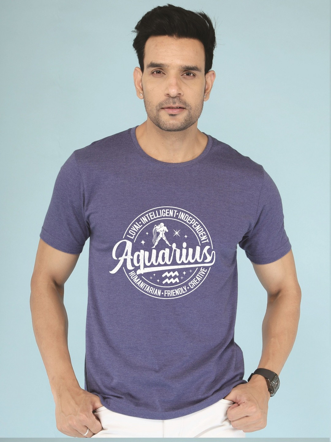 NOBLE HUSTLE Typography printed Round Neck Short Sleeves Regular Fit Cotton T-Shirt