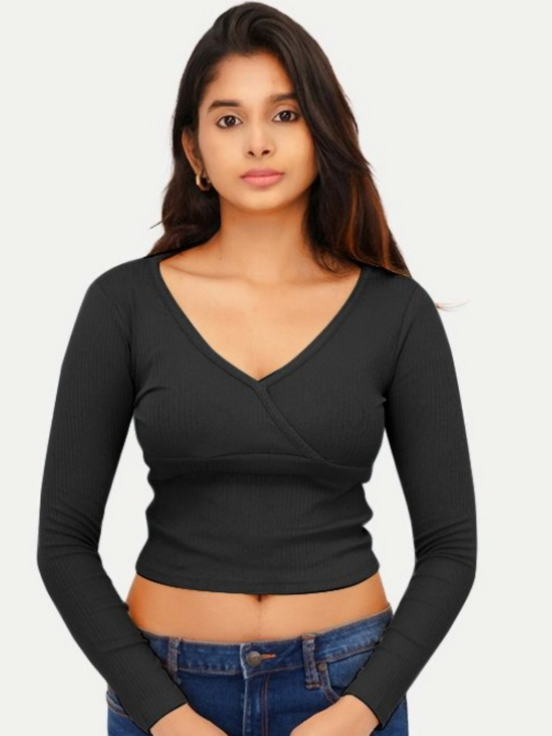 Radprix Vertical Striped V-Neck Cotton Top