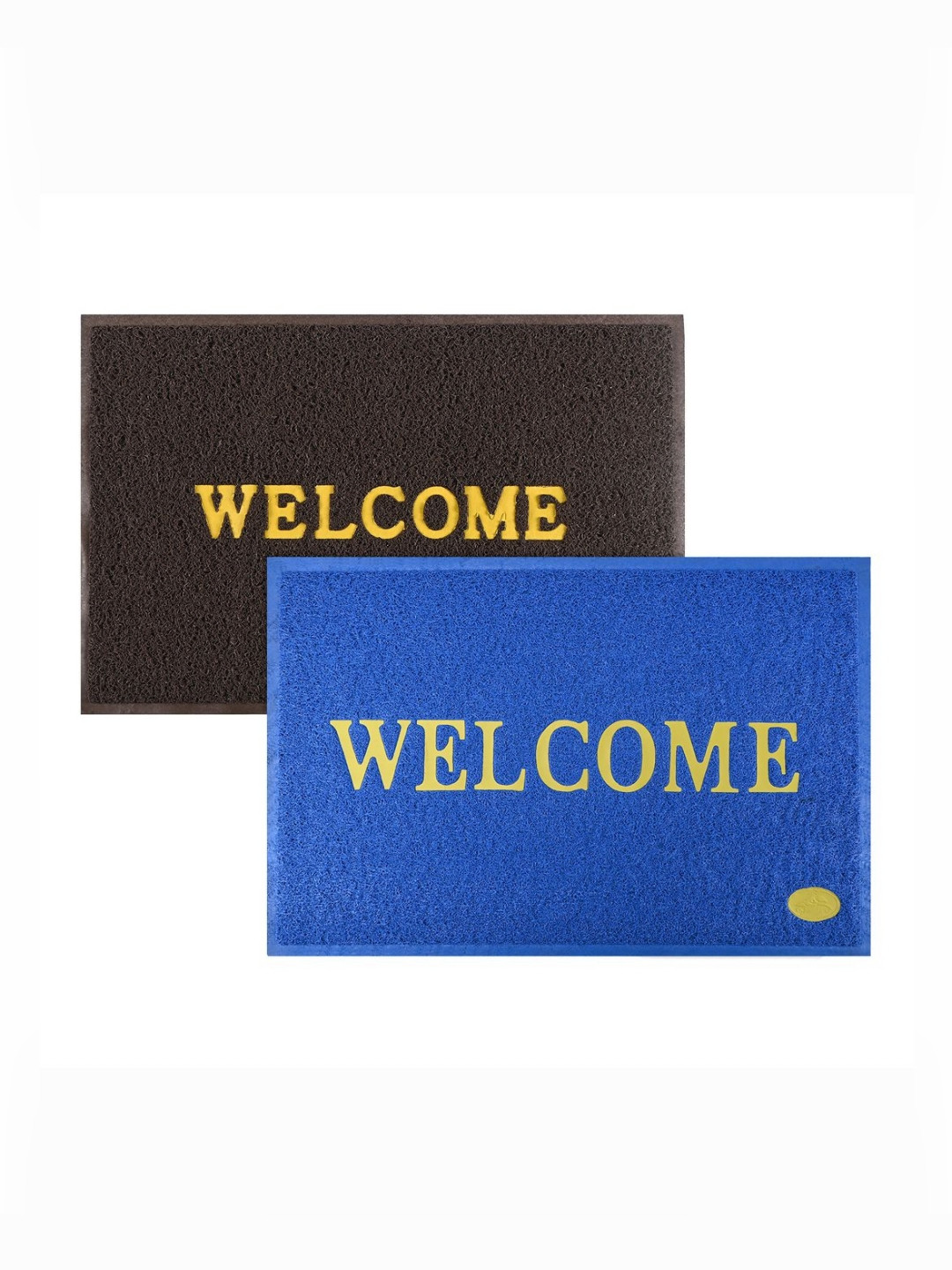 Aura 2-Pcs Blue & Brown Rubber 2x3 ft Weather-Resistant Main Door Entrance Doormat