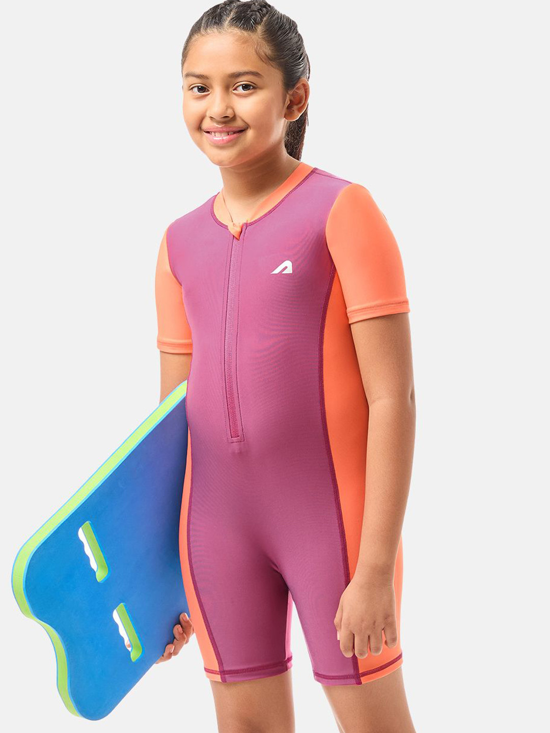 BOLDFIT Girls Colourblocked Round Neck Legsuit