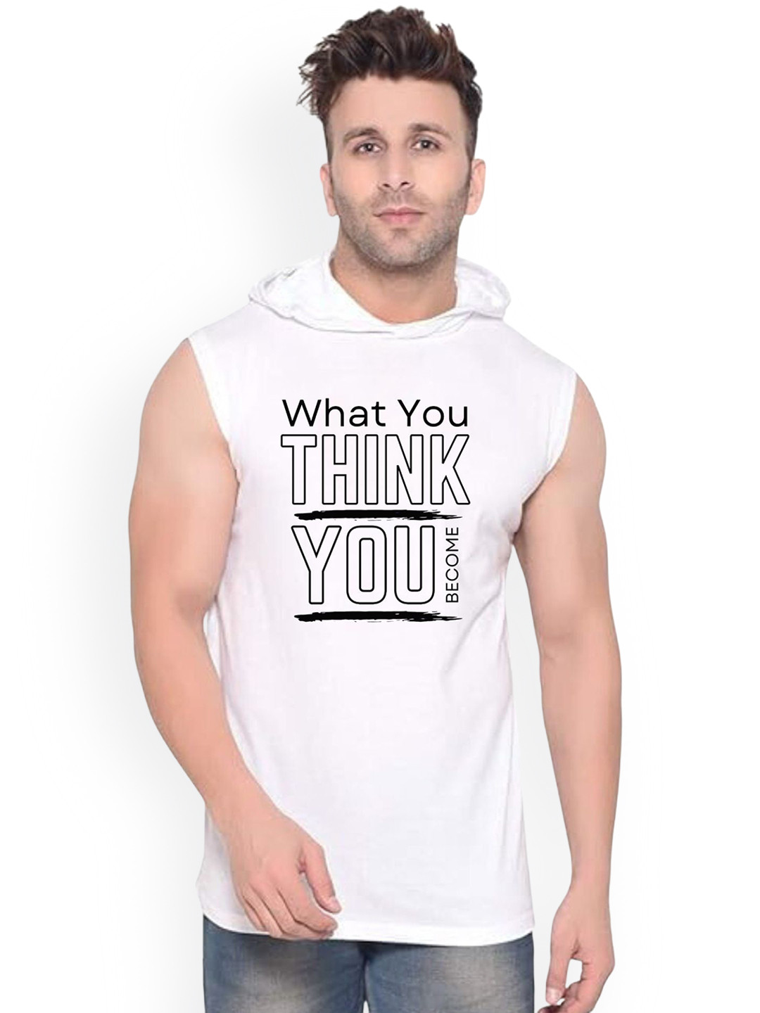 FABSTIEVE What You Think Printed Gym Vest vk t-050_Print-238_gym_vest White M