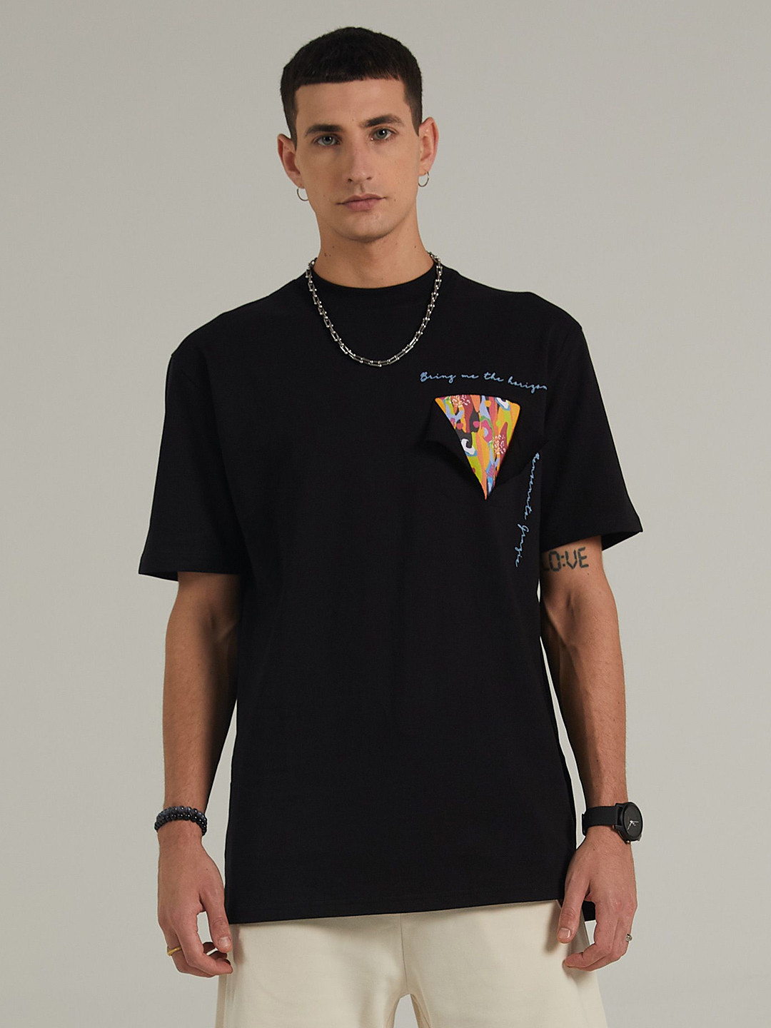 Benvenuto Grazie Graphic Printed Cotton Round Neck Short Sleeves T-shirt