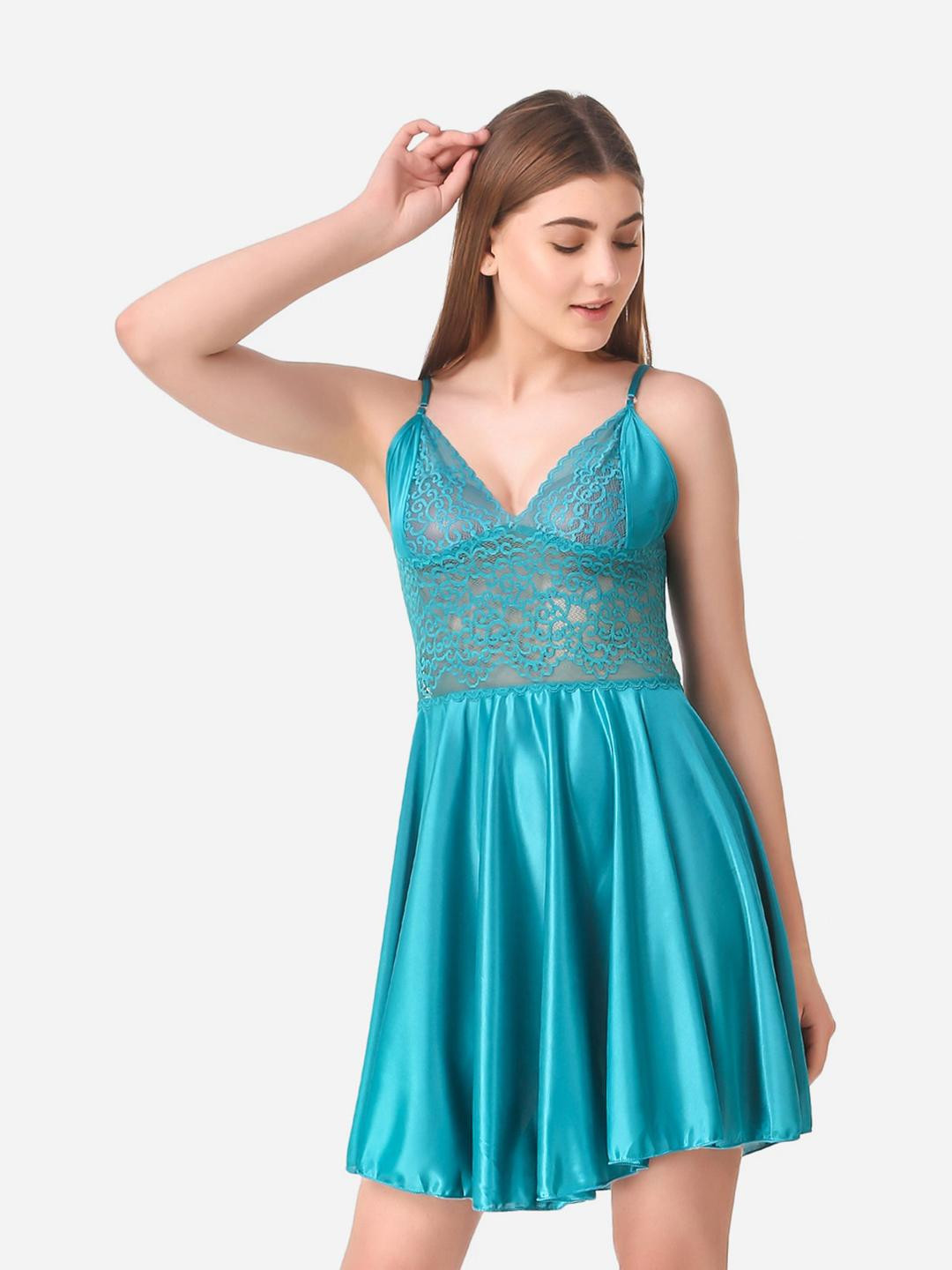 Dreambe Women Satin Shoulder Straps Baby Dolls