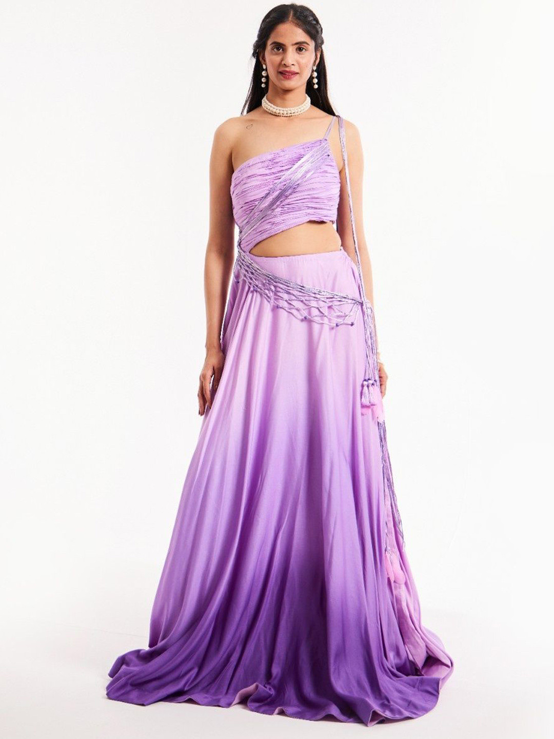 THE BEHRUZ THEORY One Shoulder Satin Maxi Dress