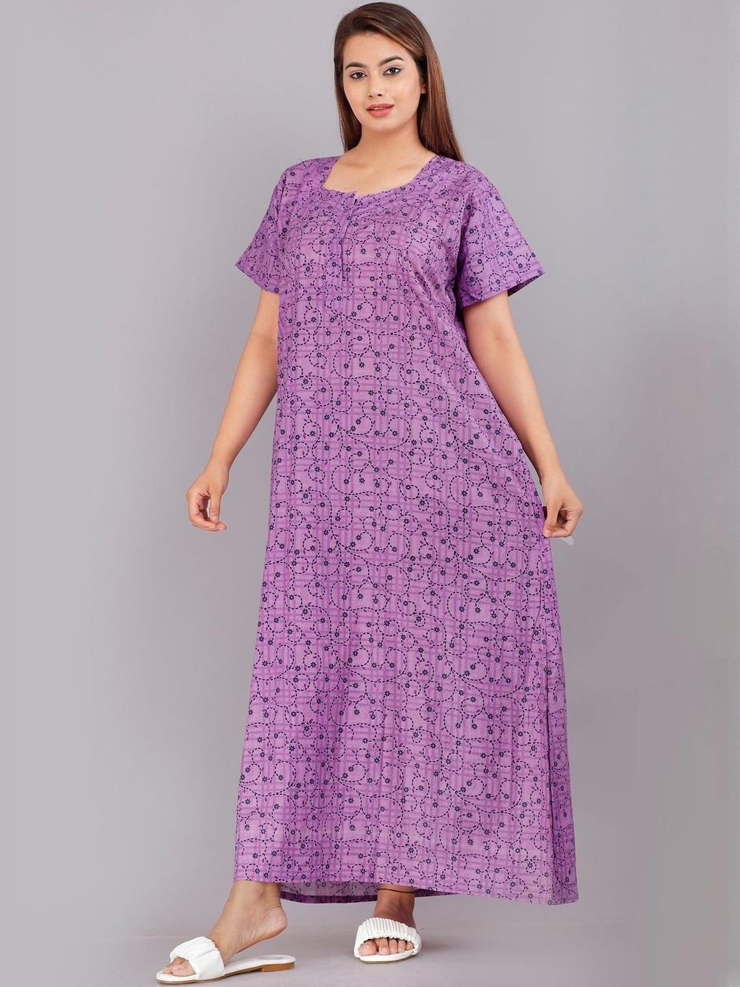 AAKARSHANA CREATION Women Printed Cotton Nightdress