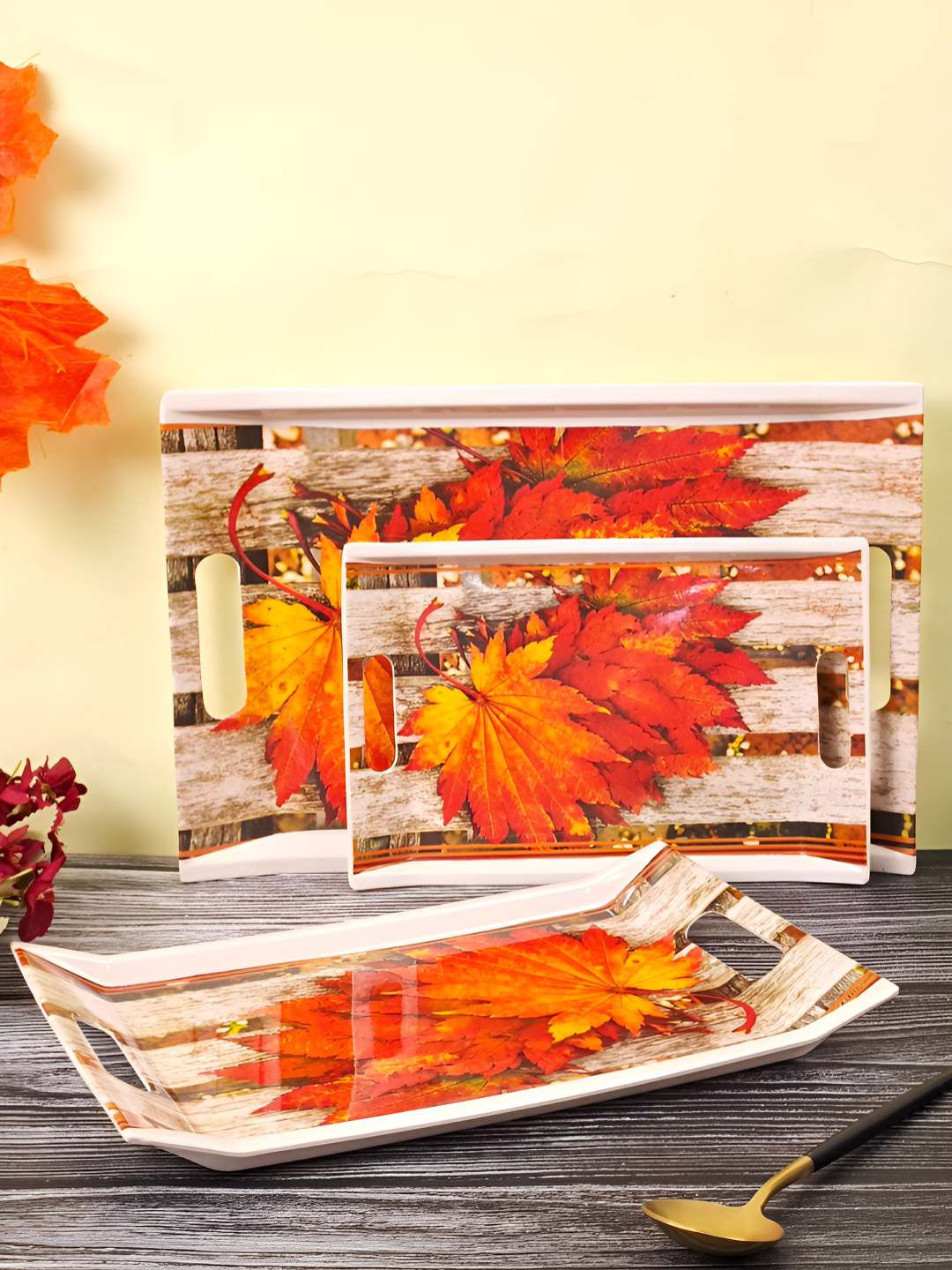UPC Red 2025 Melamine 3 Pieces Dishwasher Safe Serving Tray