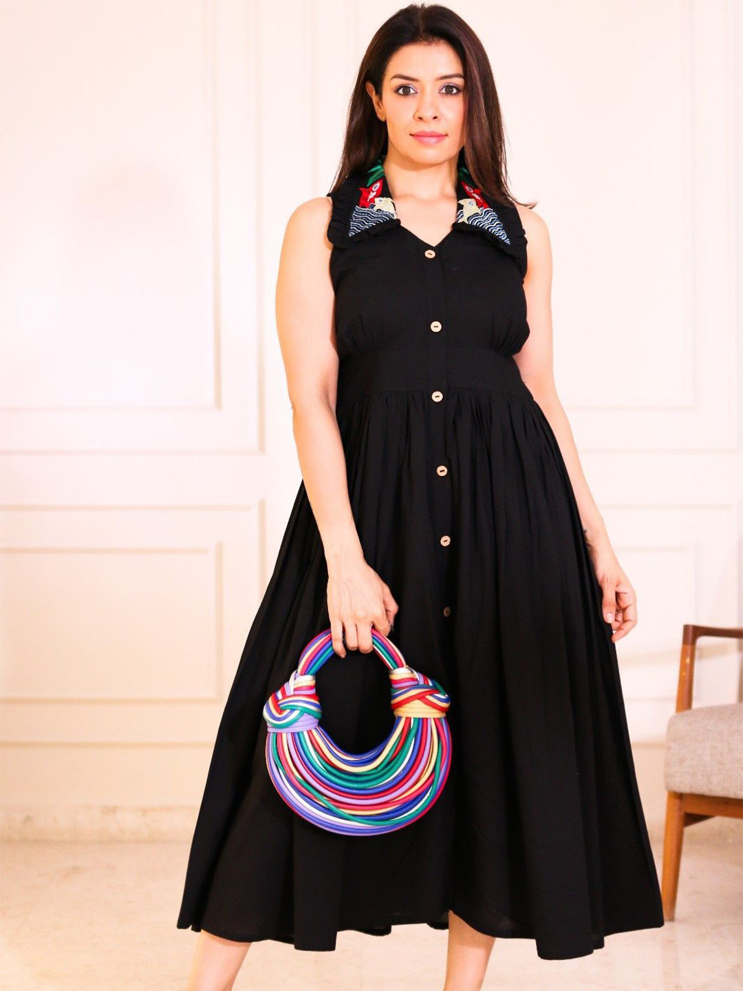 FFI Twilight Petals Cotton Fit & Flare Midi Dress