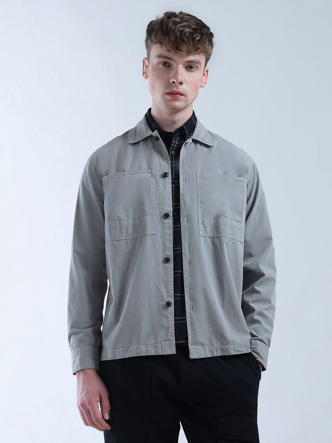 Flying Machine Spread Collar Chest Pocket Detail Shirt